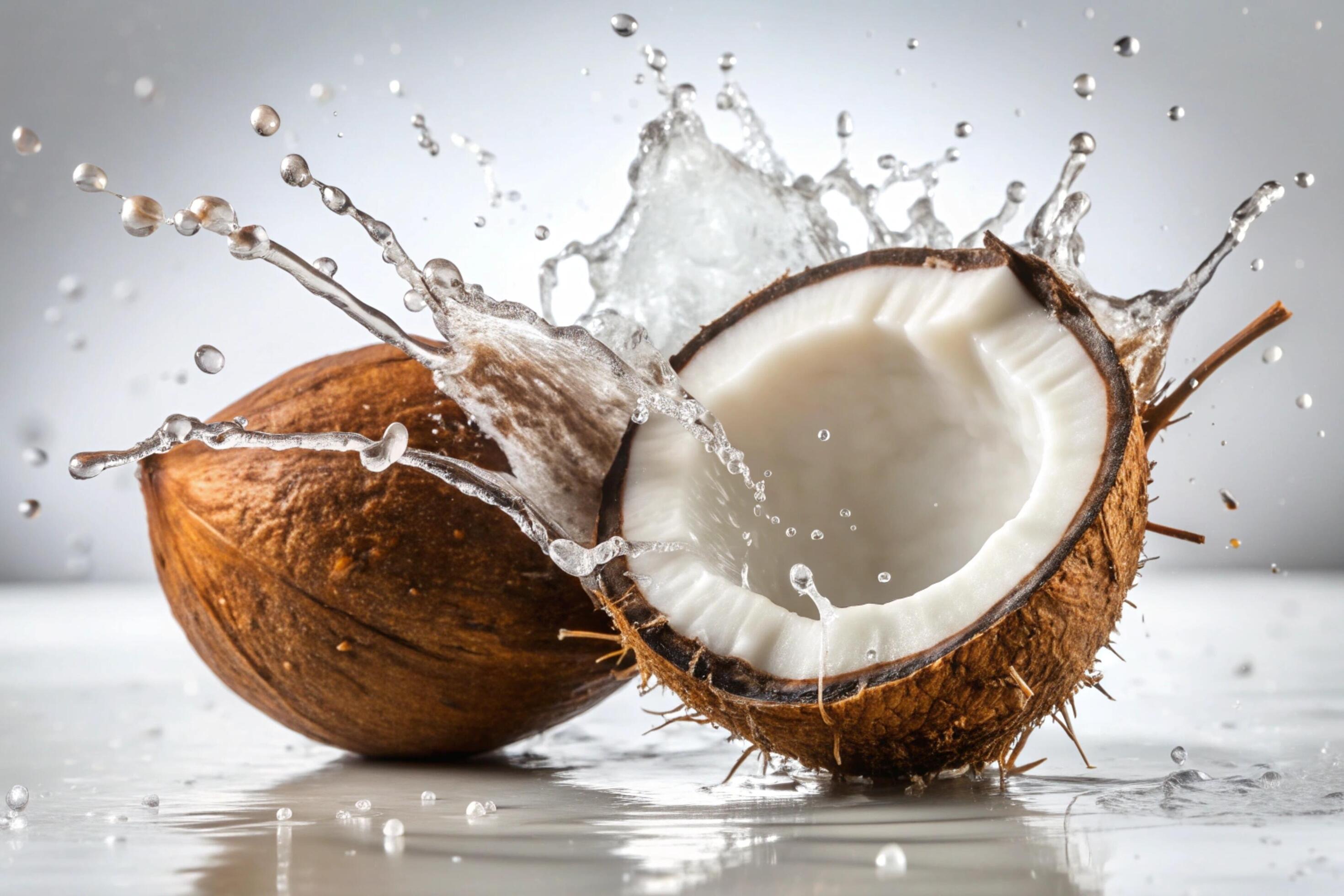 Coconut splashes on white background Stock Free