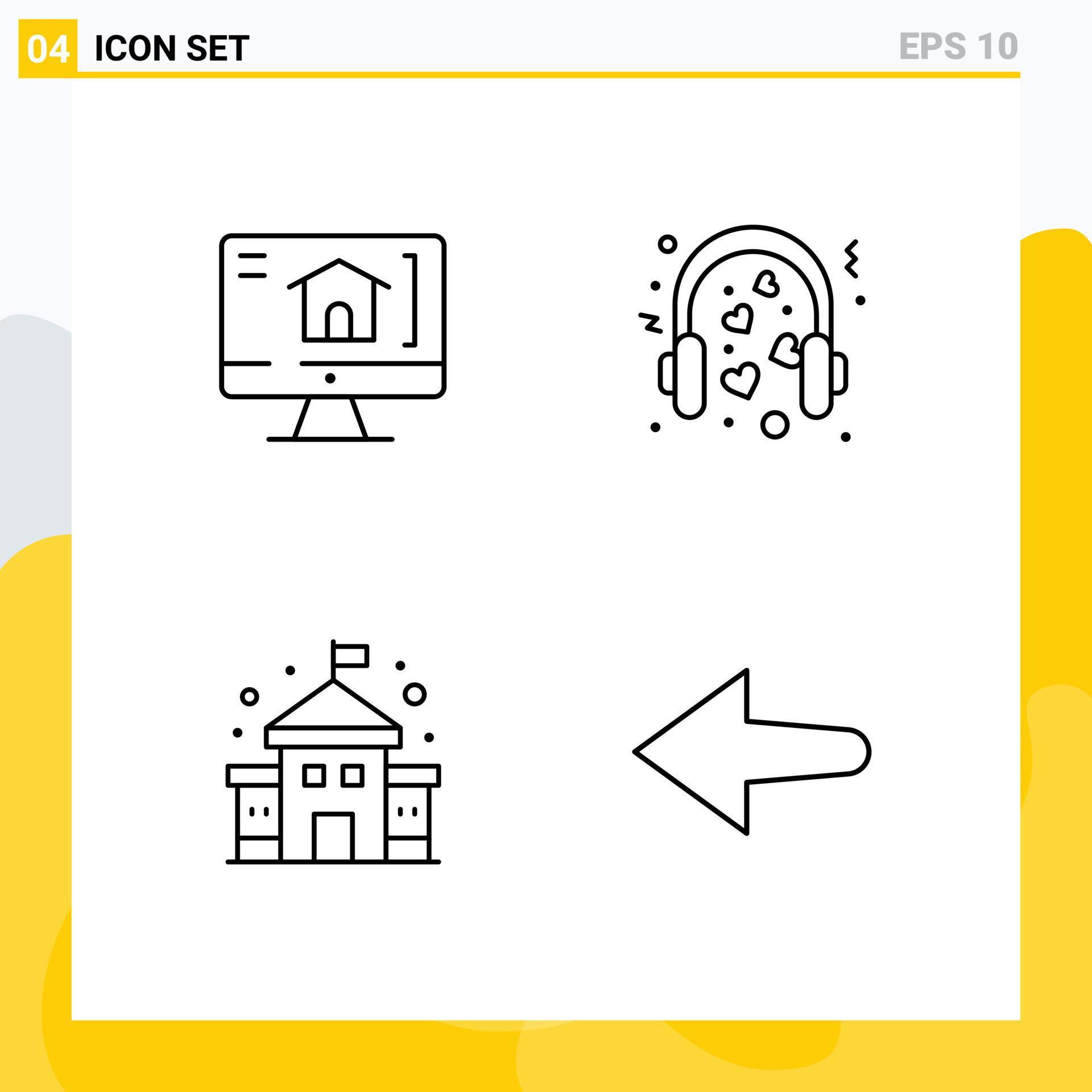 4 Creative Icons Modern Signs and Symbols of computer education hearts mic arrow Editable Vector Design Elements Stock Free