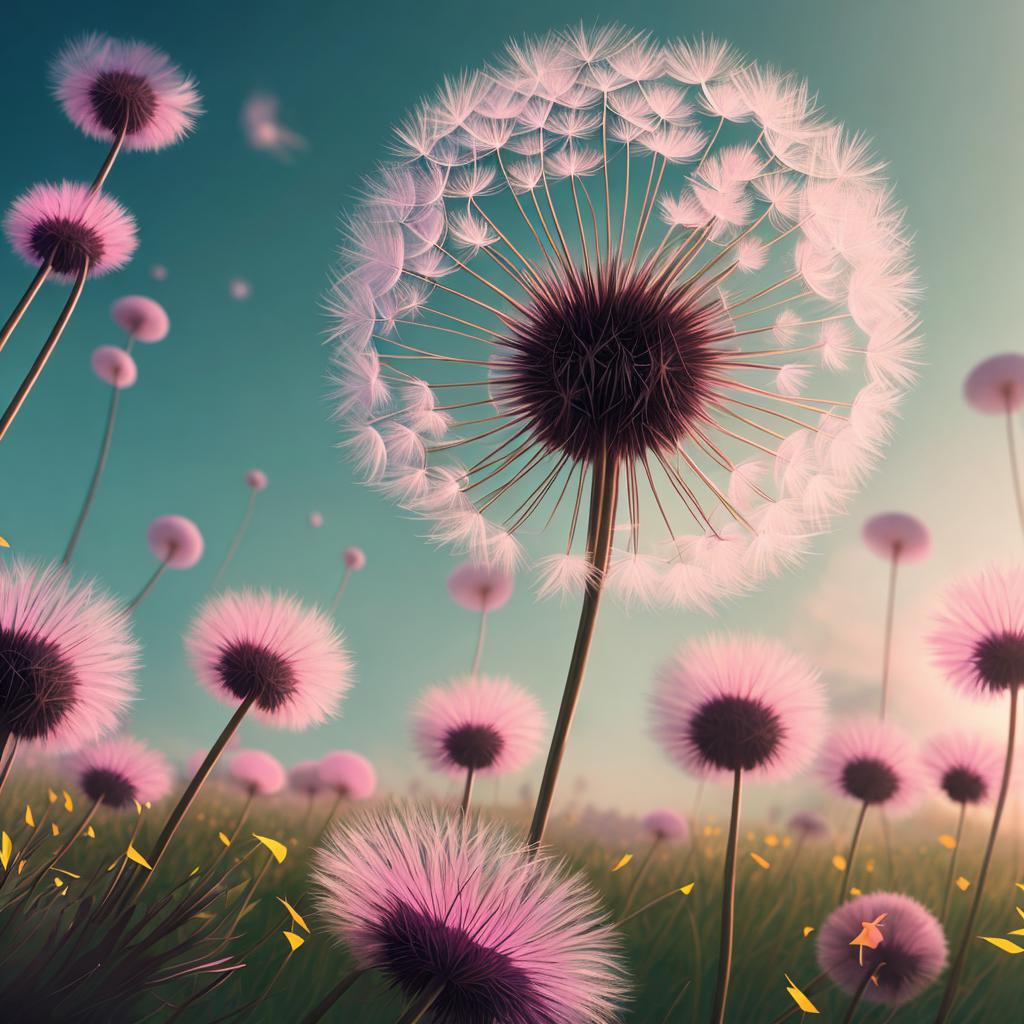 Close-up, Field of dandelion, by @ai_generated