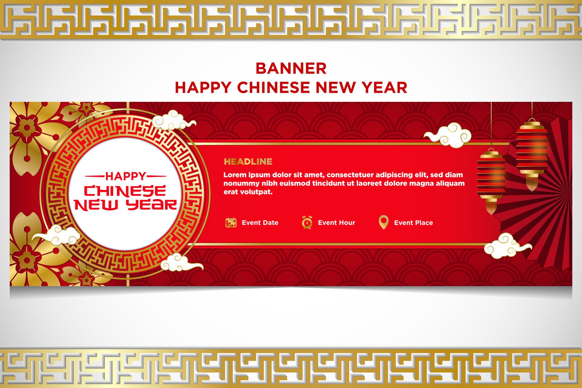 Vector Chinese New Year Festival Celebration Banner Template Free Vector