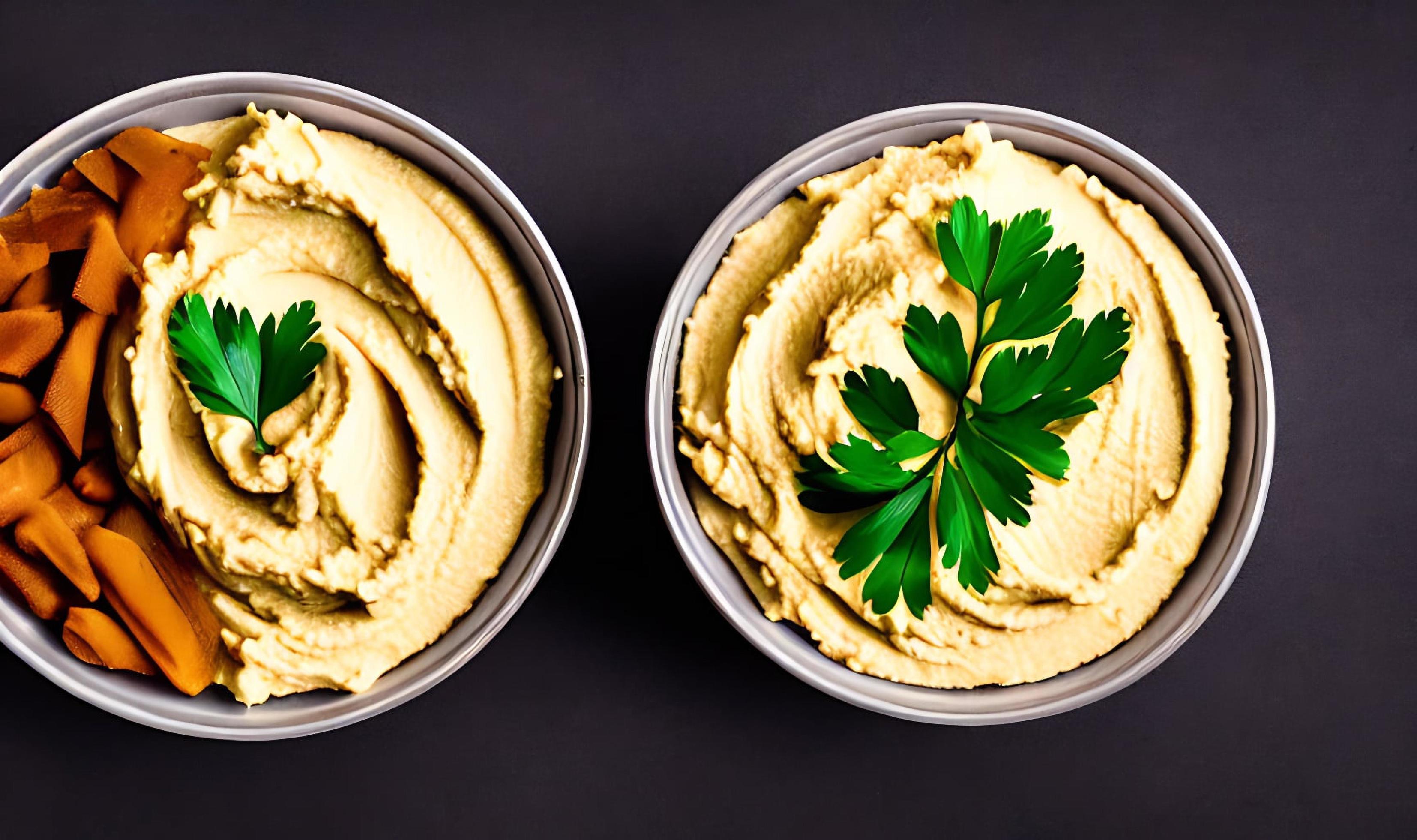 Healthy food. Traditional freshly made organic hummus. Stock Free