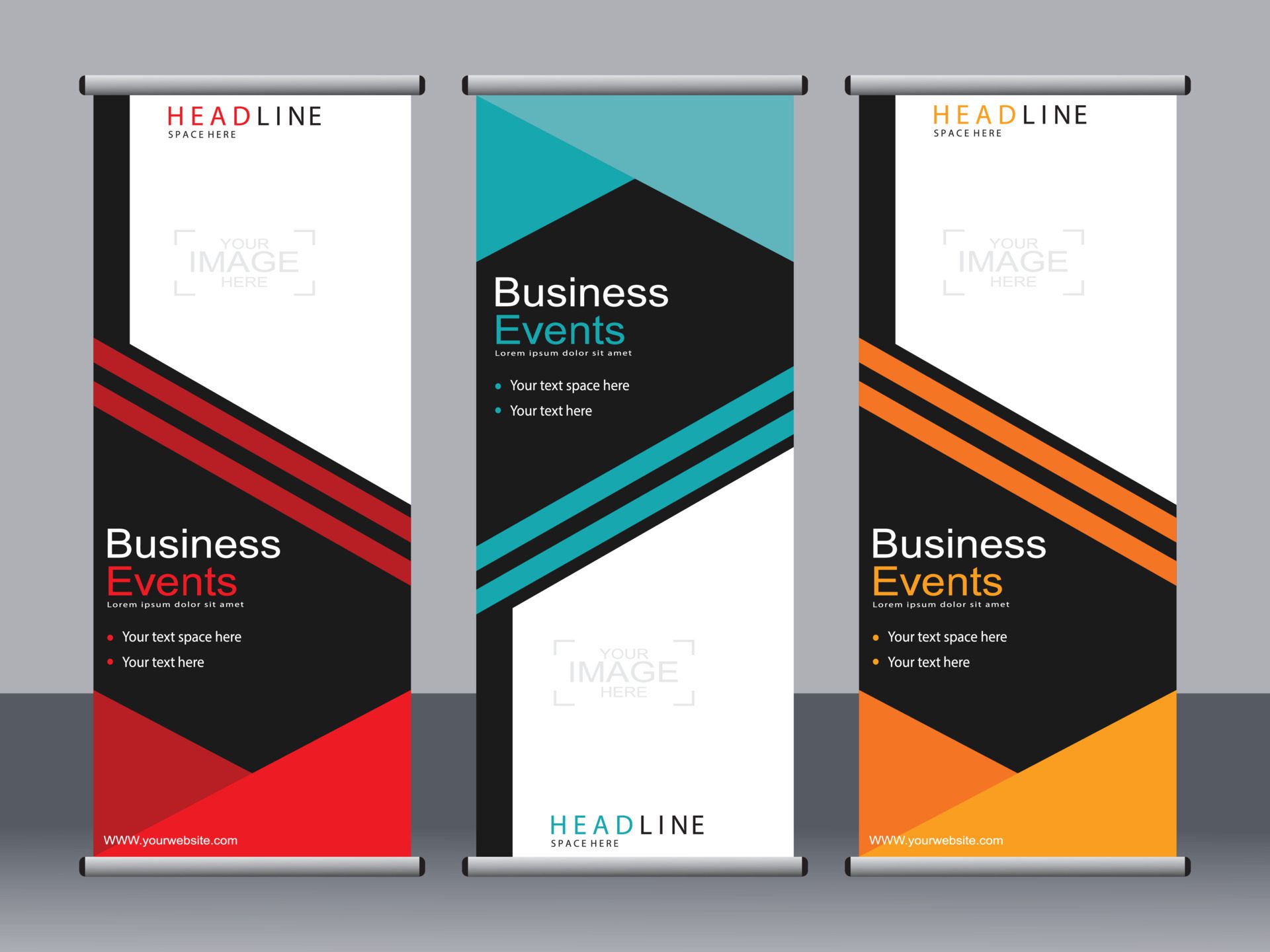 
									Business banner roll up set standee banner template. Free Vector