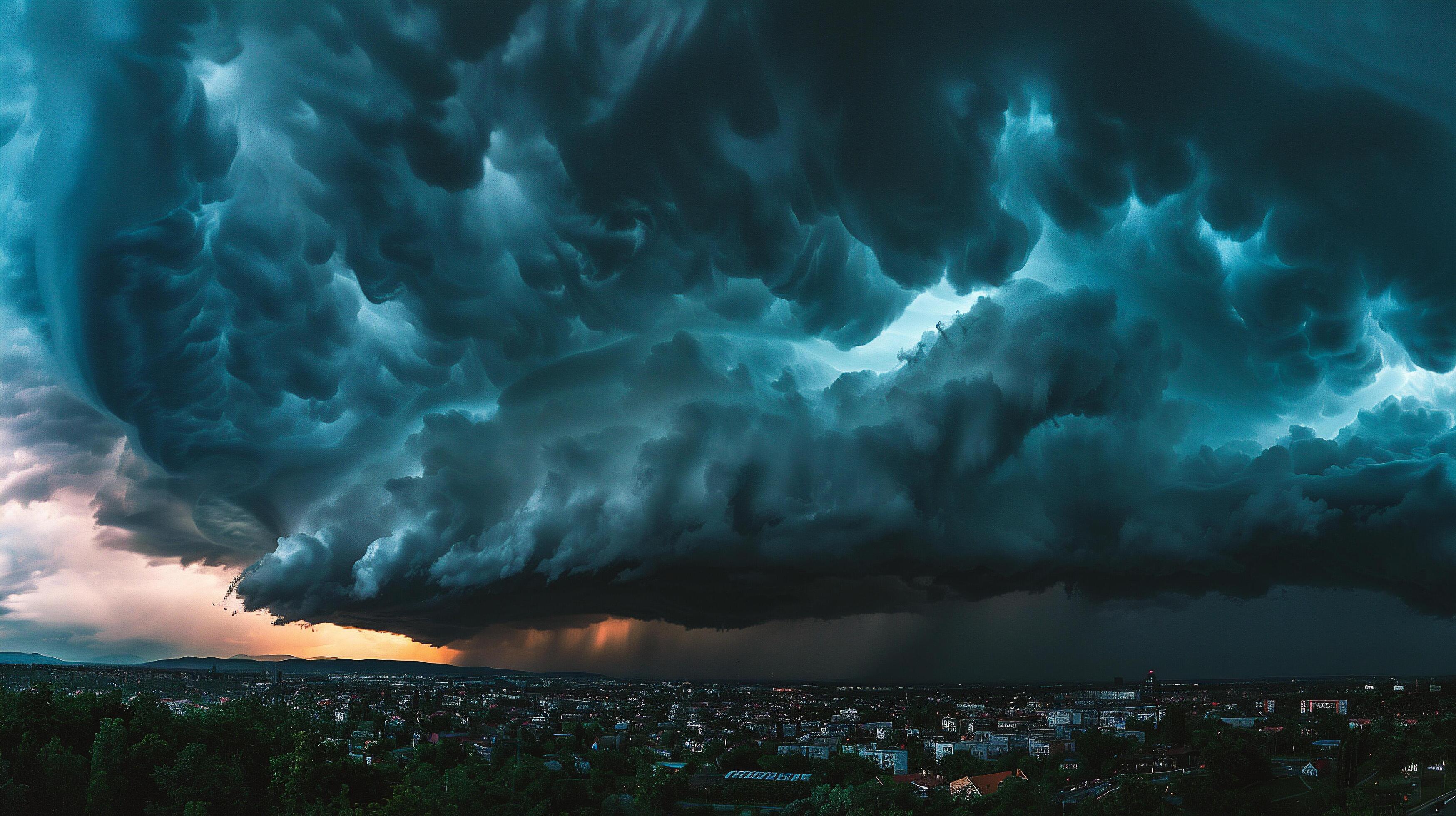 Dramatic stormy sky with dark clouds. Dark stormy sky background Stock Free