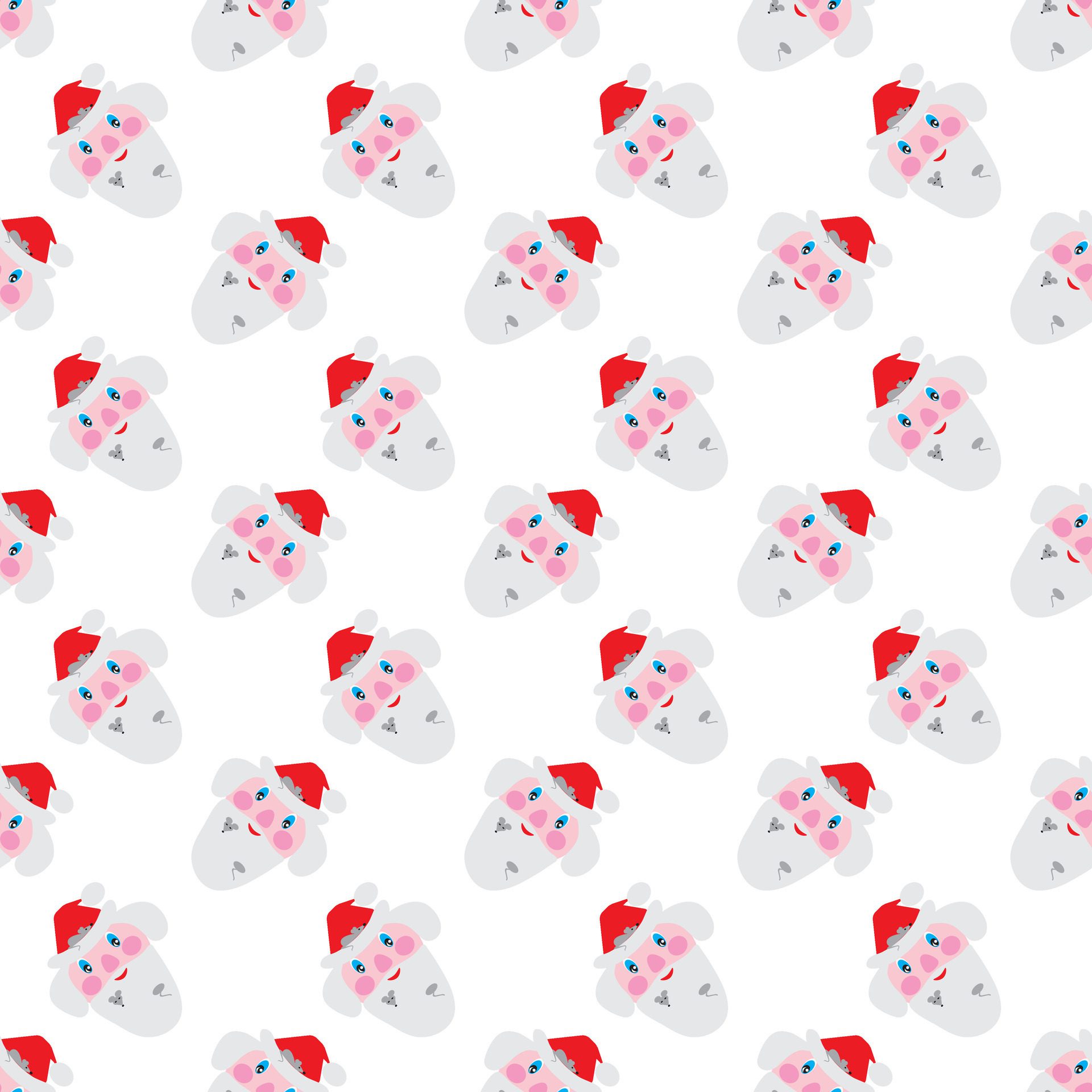 Santa Claus with mice in his beard. Seamless pattern. illustration . Free Vector