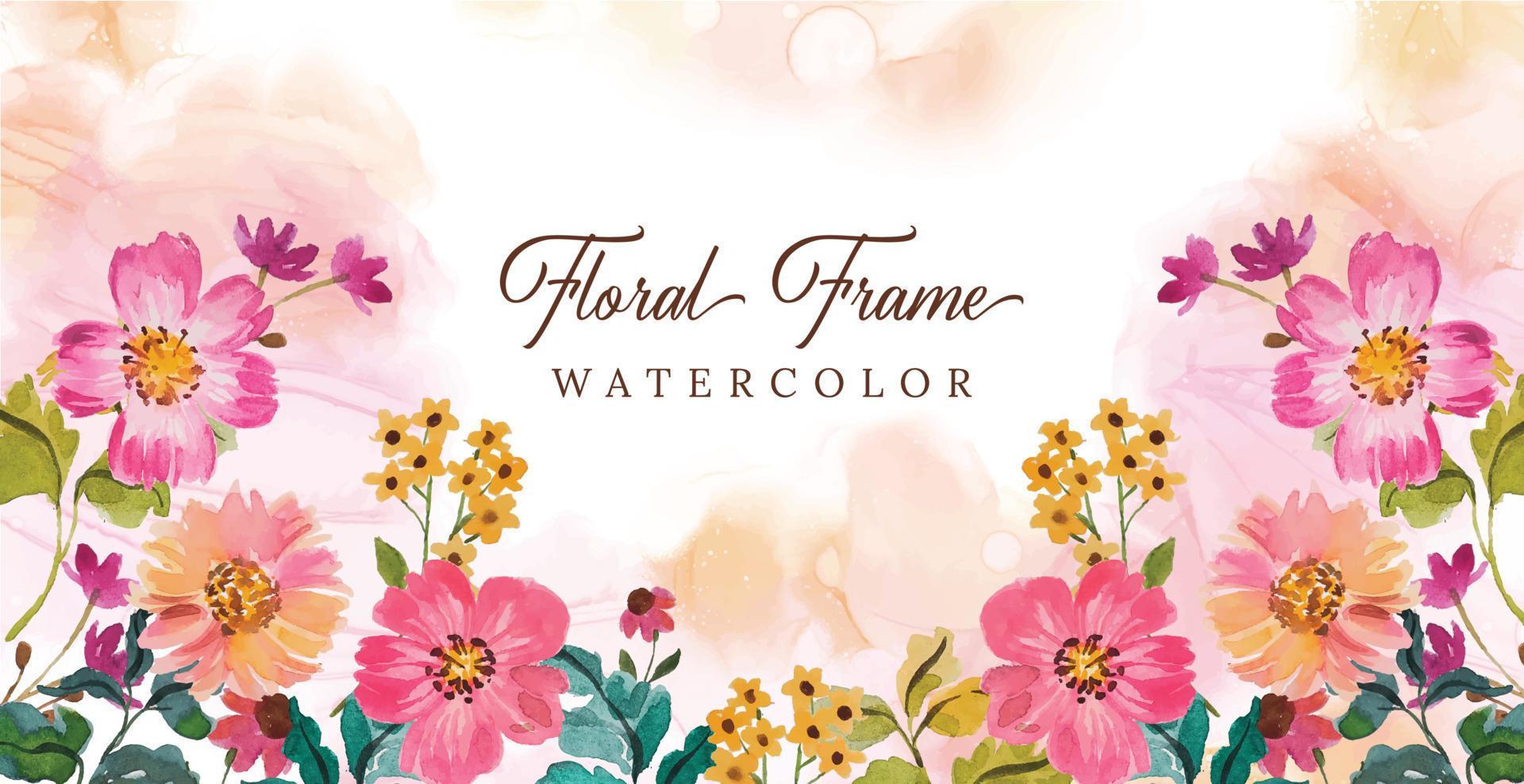 watercolor flower frame background Stock Free