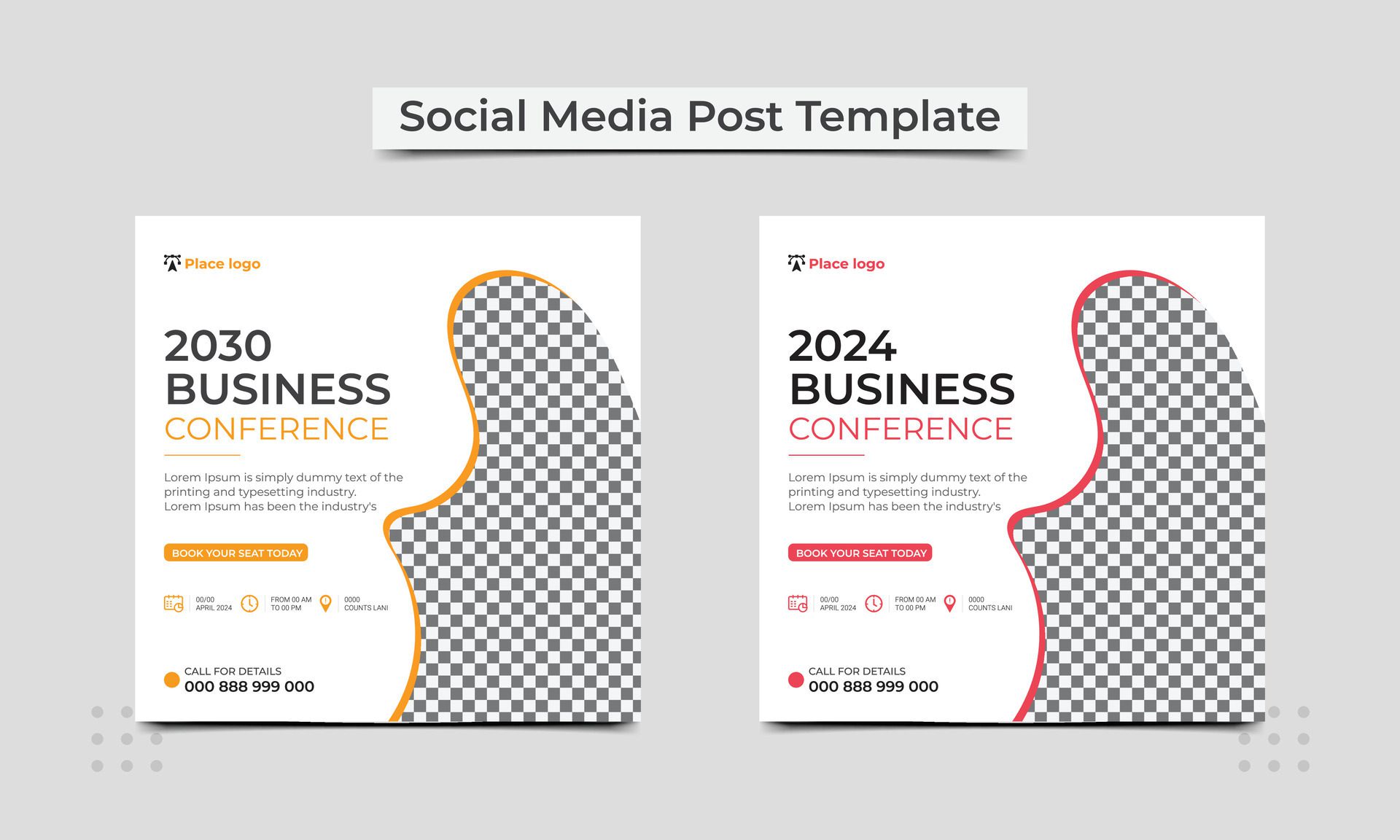 Business conference banner template. Webinar and business conference social media post template. vector illustration. Free Vector