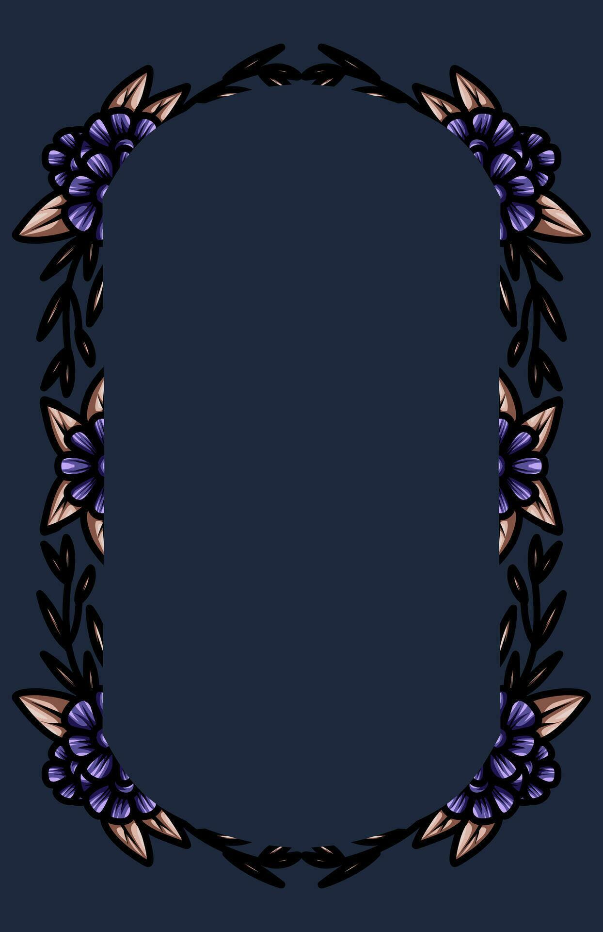 border frame with an arrangement of leaves and flowers Stock Free