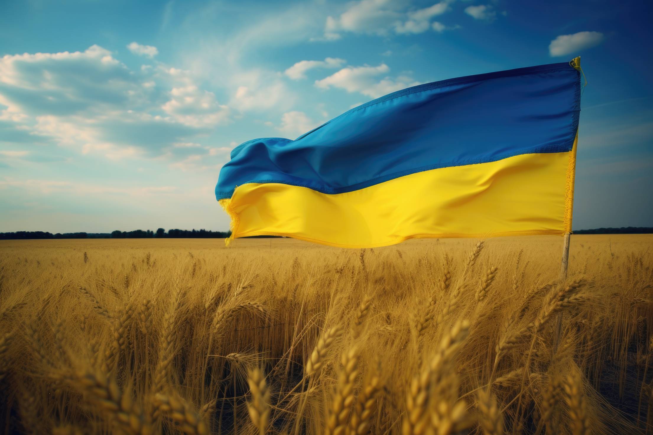 Ukrainian Flag in the Field Stock Free