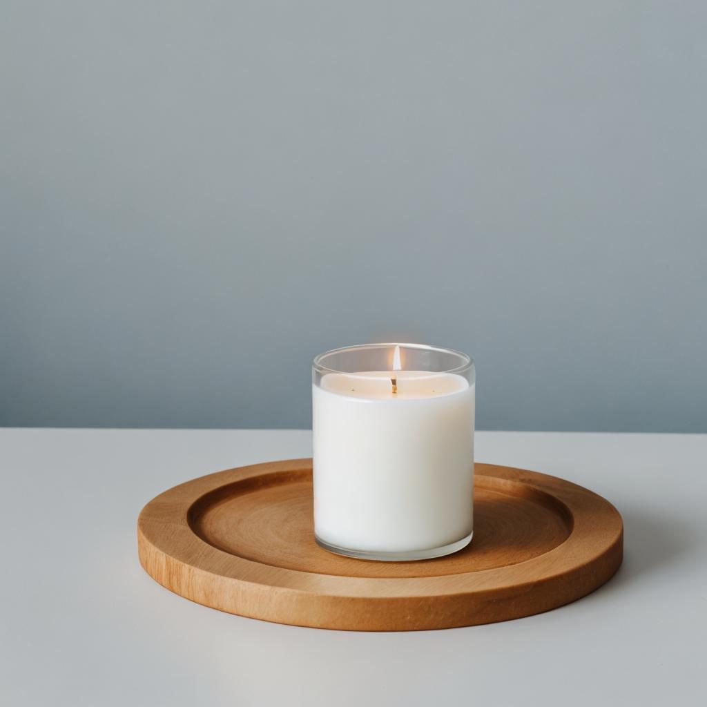 Candle with white backdrop by @ai_generated