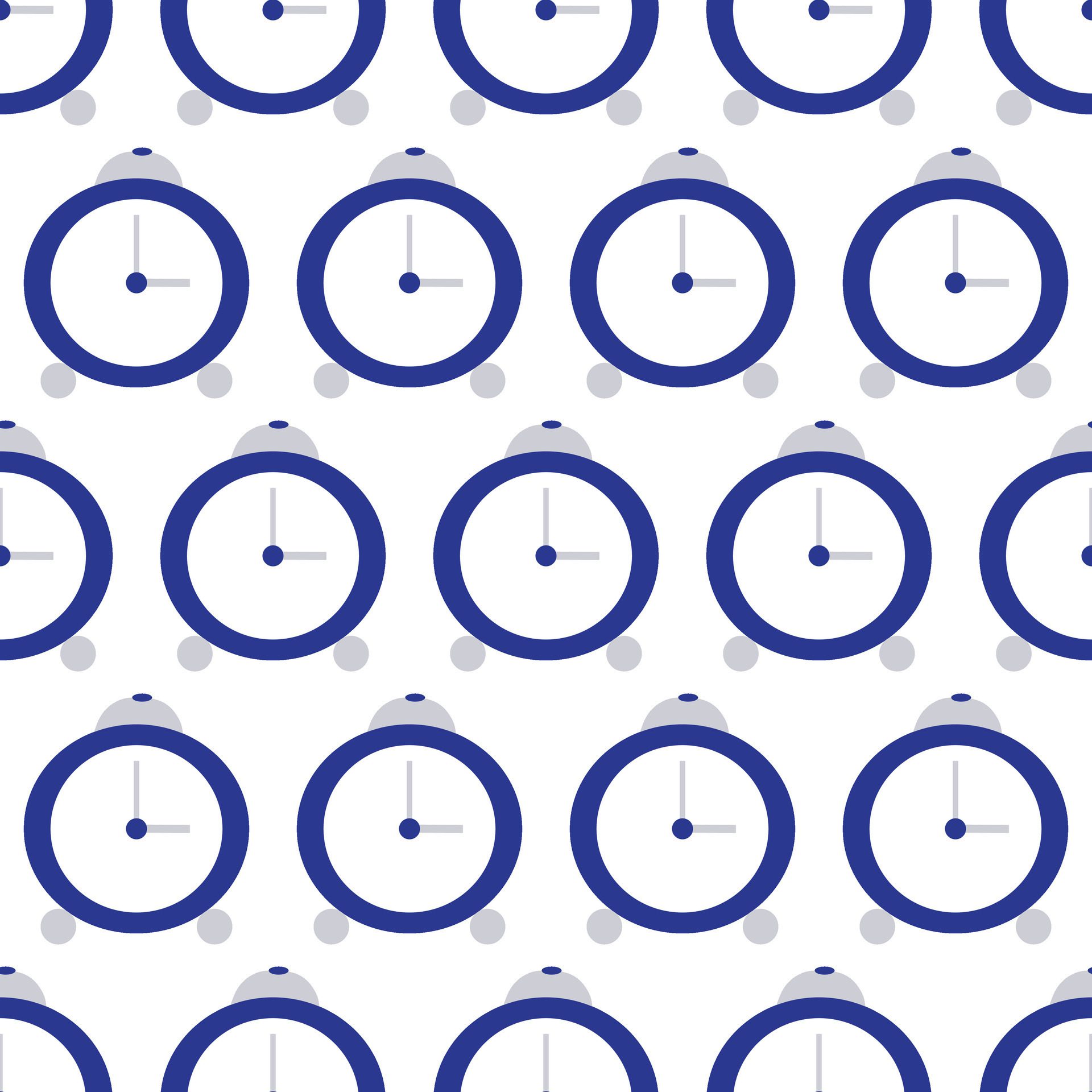 Simple blue alarm clock. Seamless pattern. illustration. Free Vector