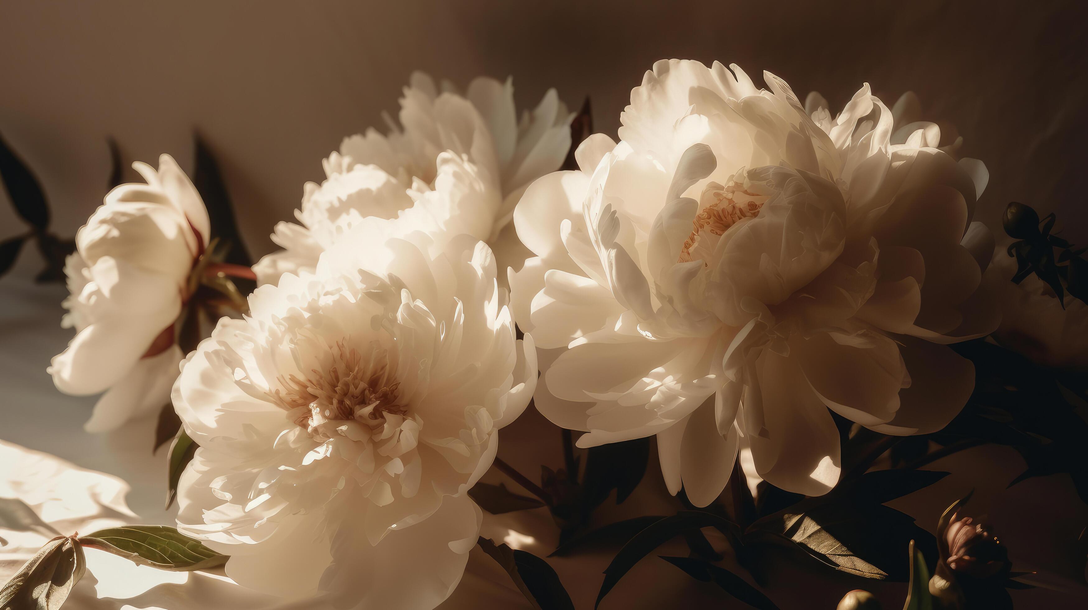 Peony flower natural background. Illustration Stock Free