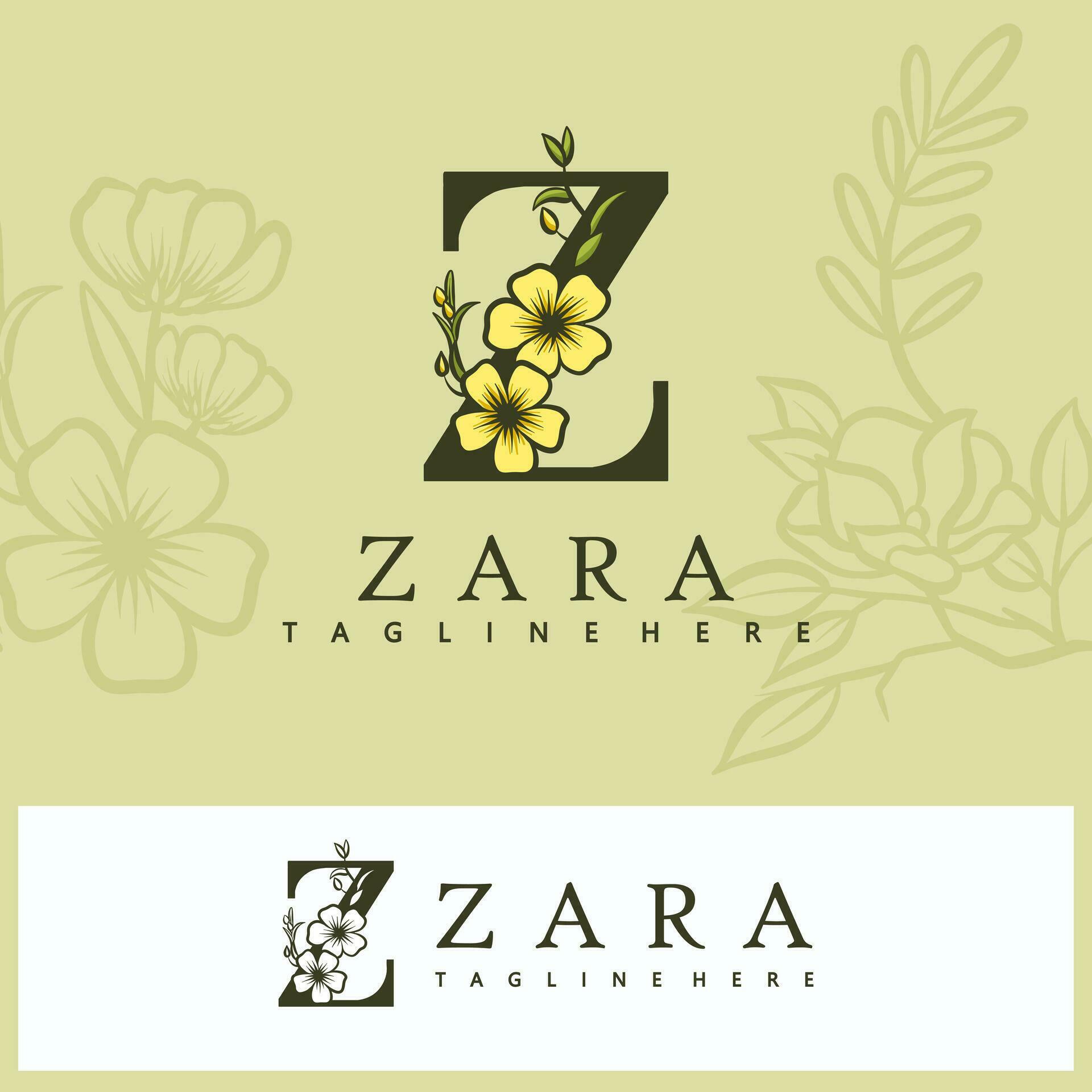 Floral botanical alphabet. Vintage hand drawn monogram letter Z. inscription with plants and flowers. Vector letters isolated with color Stock Free