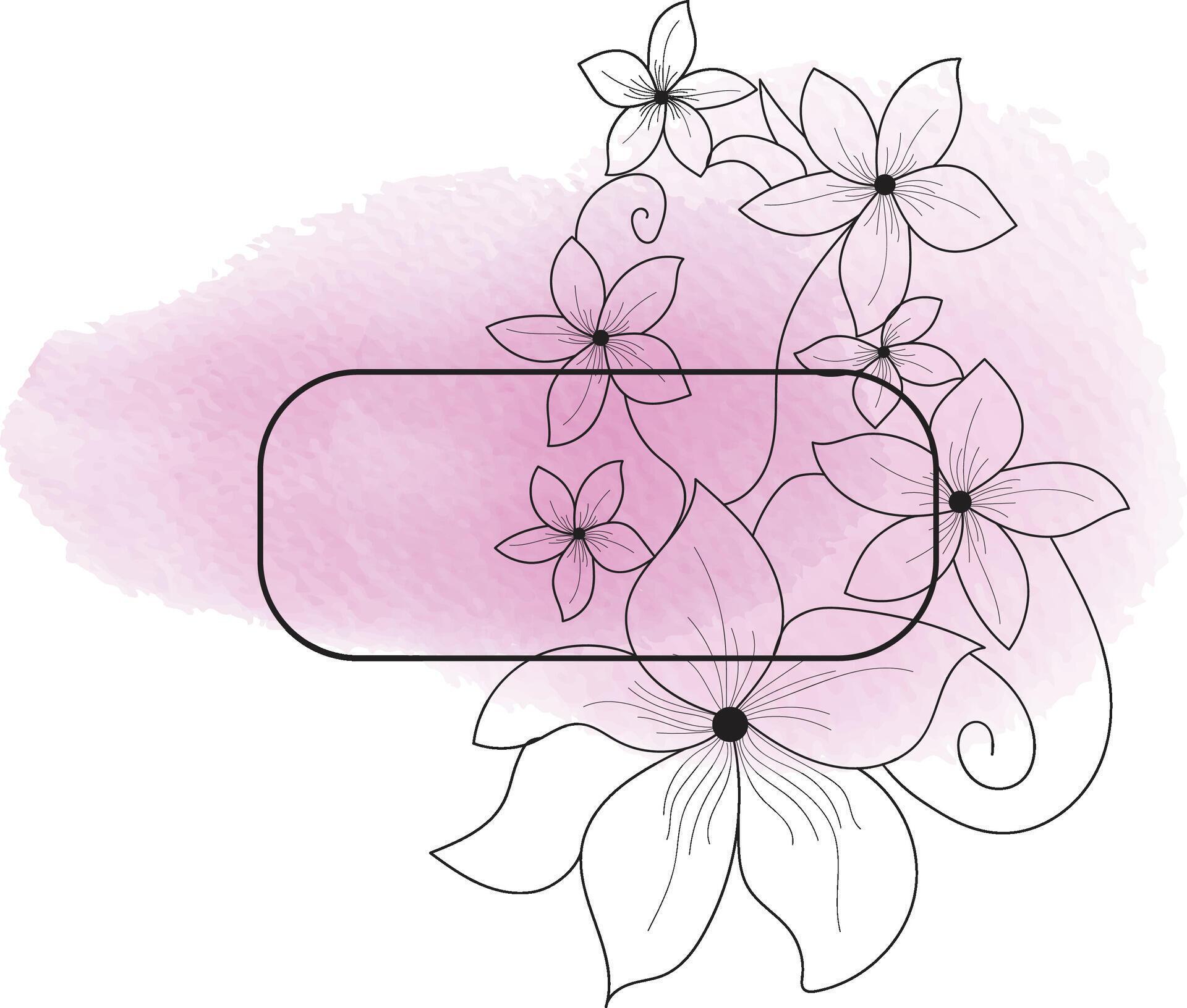 realistic hand drawn flowers with blank banner Stock Free