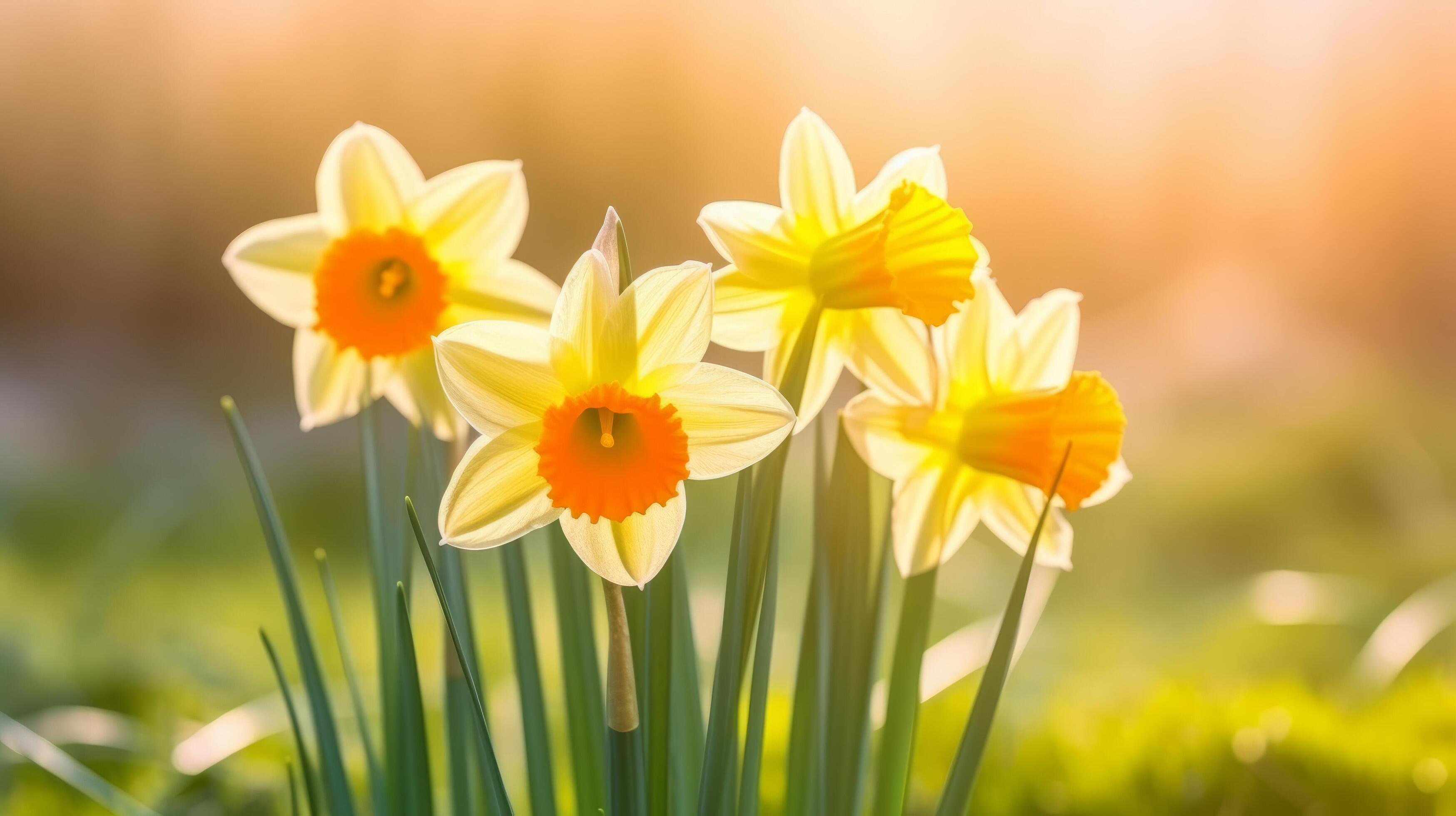 Daffodils flower background. Illustration Stock Free