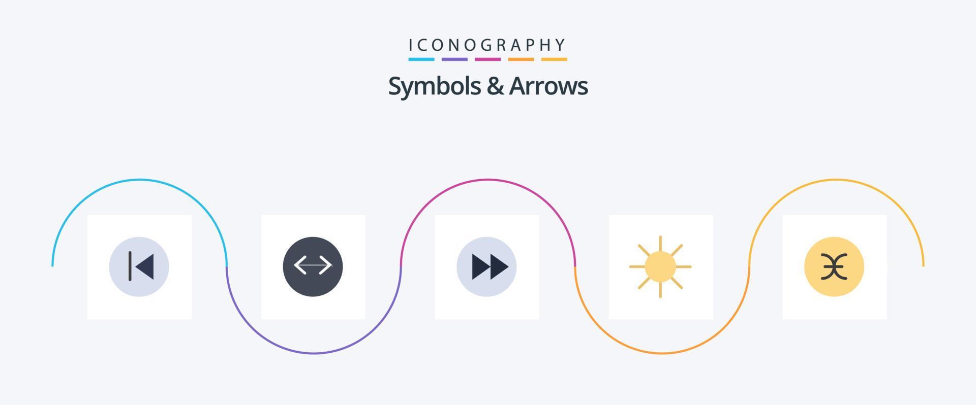 Symbols and Arrows Flat 5 Icon Pack Including sign. ray. arrow. logo. music Stock Free