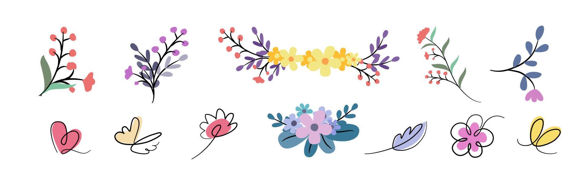 Floral elements for decoration Design in doodle style Stock Free and Free SVG