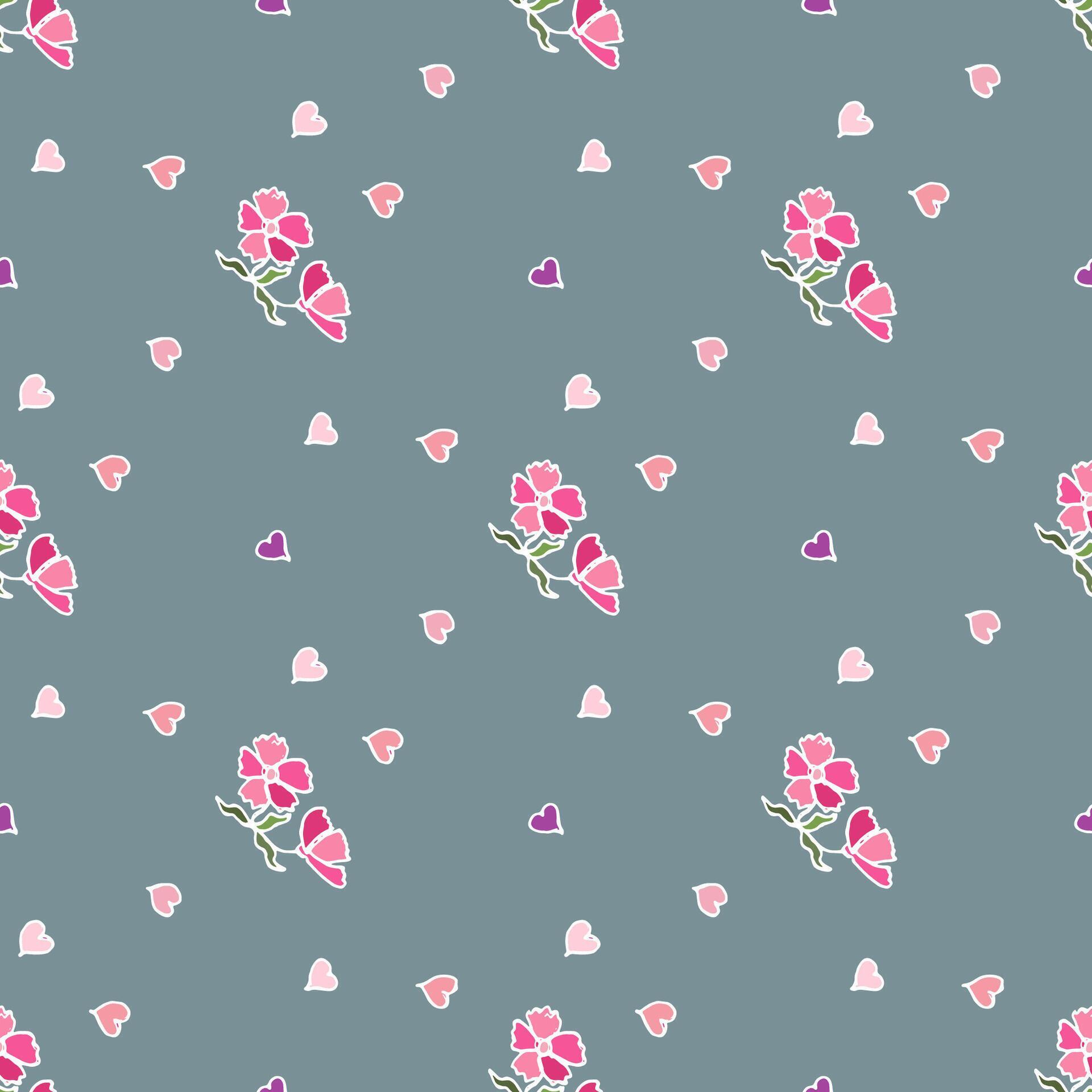 Hand-drawn small flowers isolated on a gray background. Floral seamless texture Stock Free