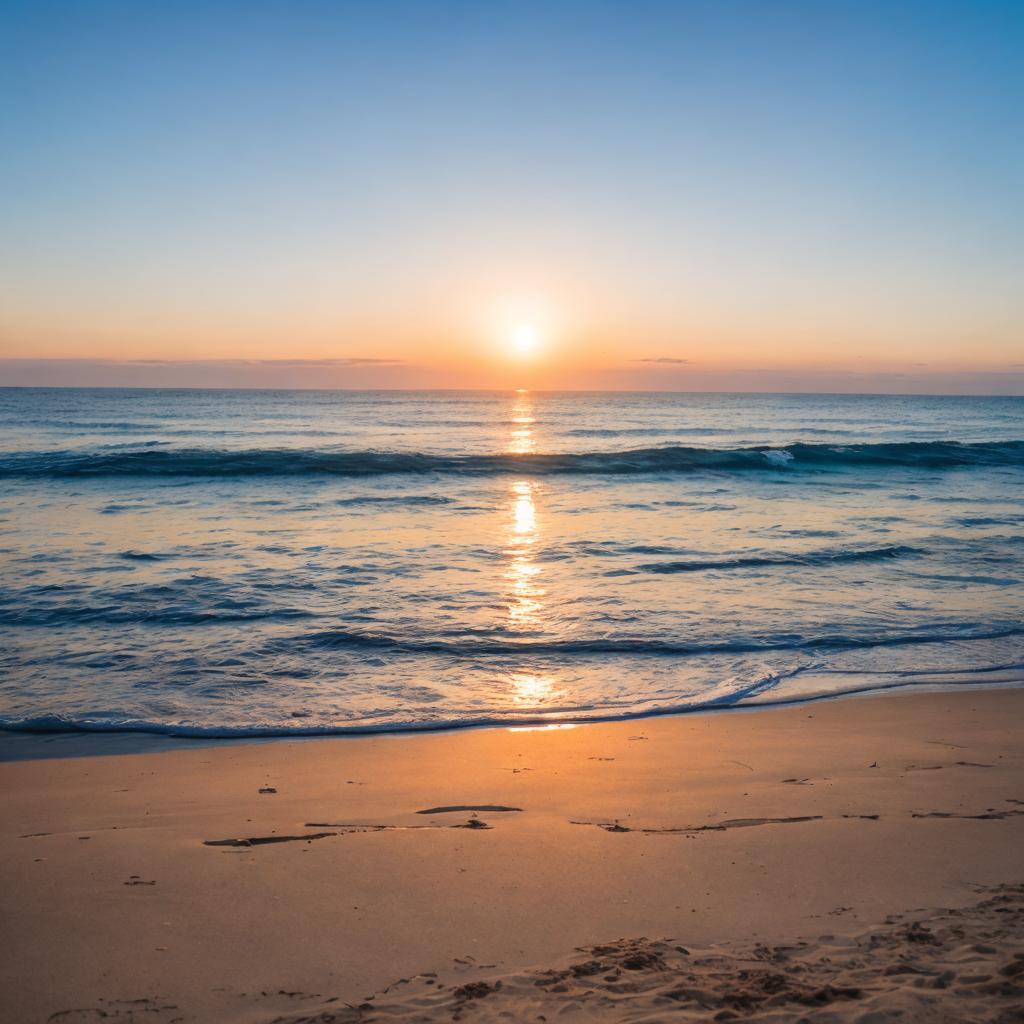 Morning beach sunrise by by @ai_generated