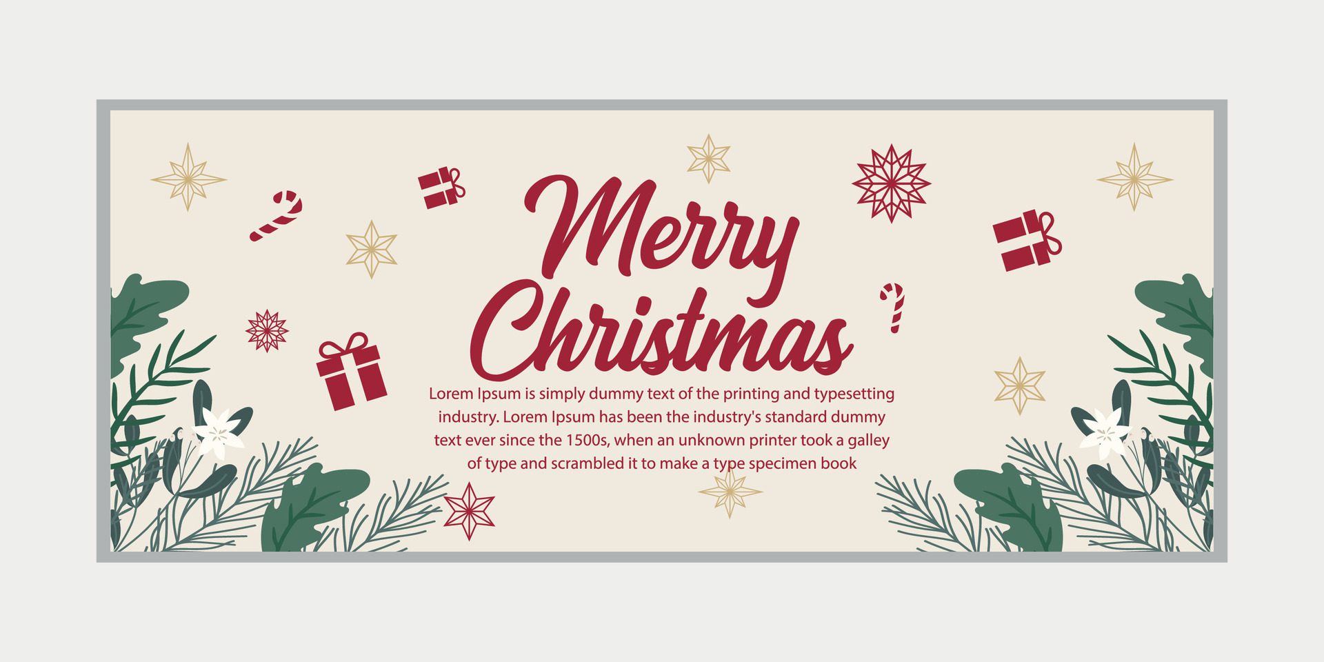 merry christmas banner set and happy new year banner, social media cover and web banner,Merry Christmas design for greeting card, Free Vector