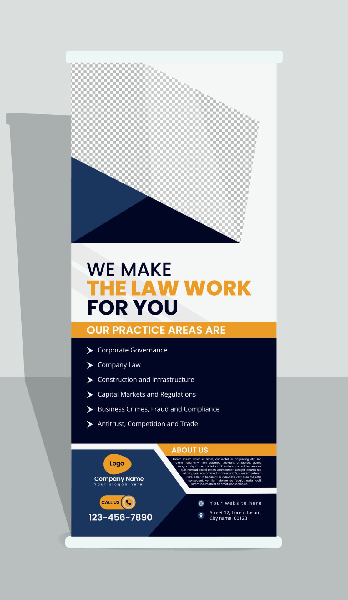 Roll up banner for law firm Free Vector