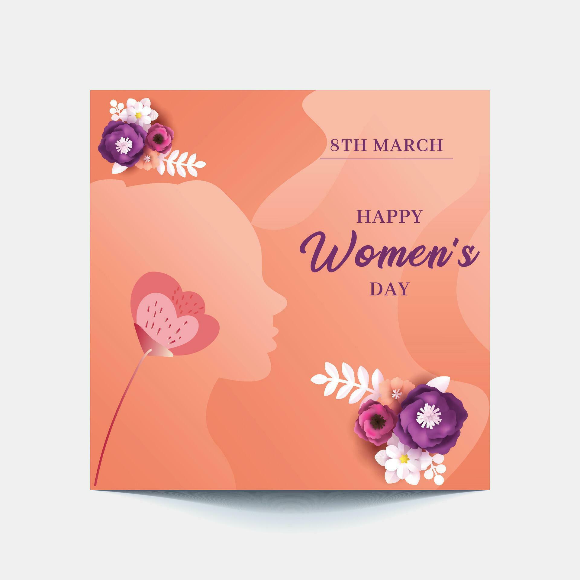 International Women’s Day 8 march with frame of flower and Paper art style. Stock Free