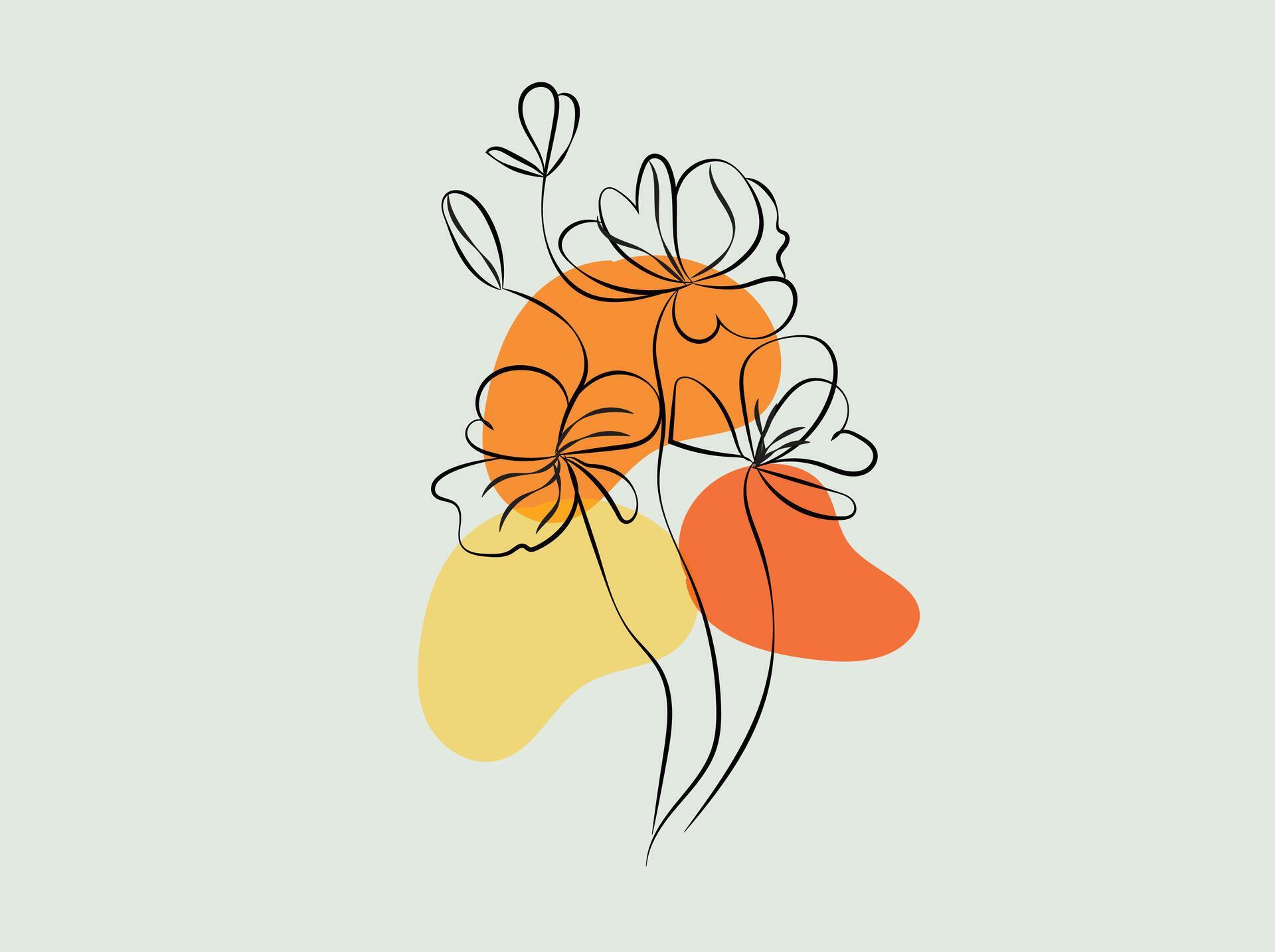 hand drawn flat design simple flower outline Stock Free