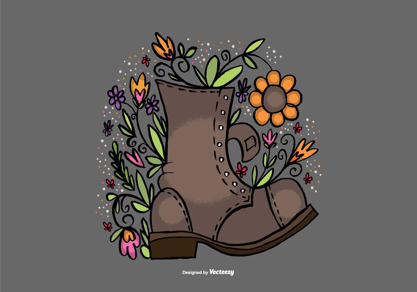 Flower Filled Boot Vector Stock Free and Free SVG