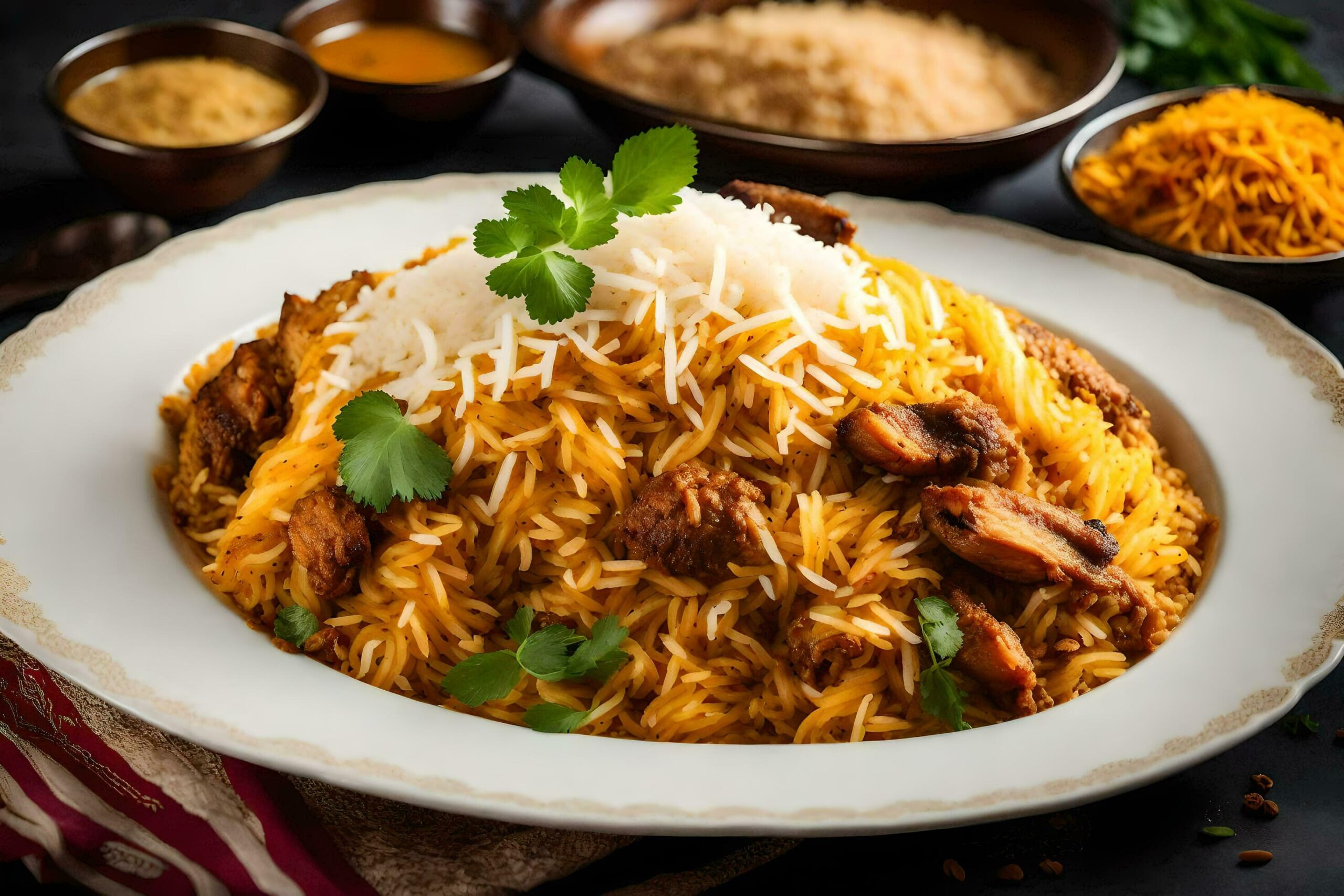 indian biryani – a traditional dish of rice and meat Free Photo