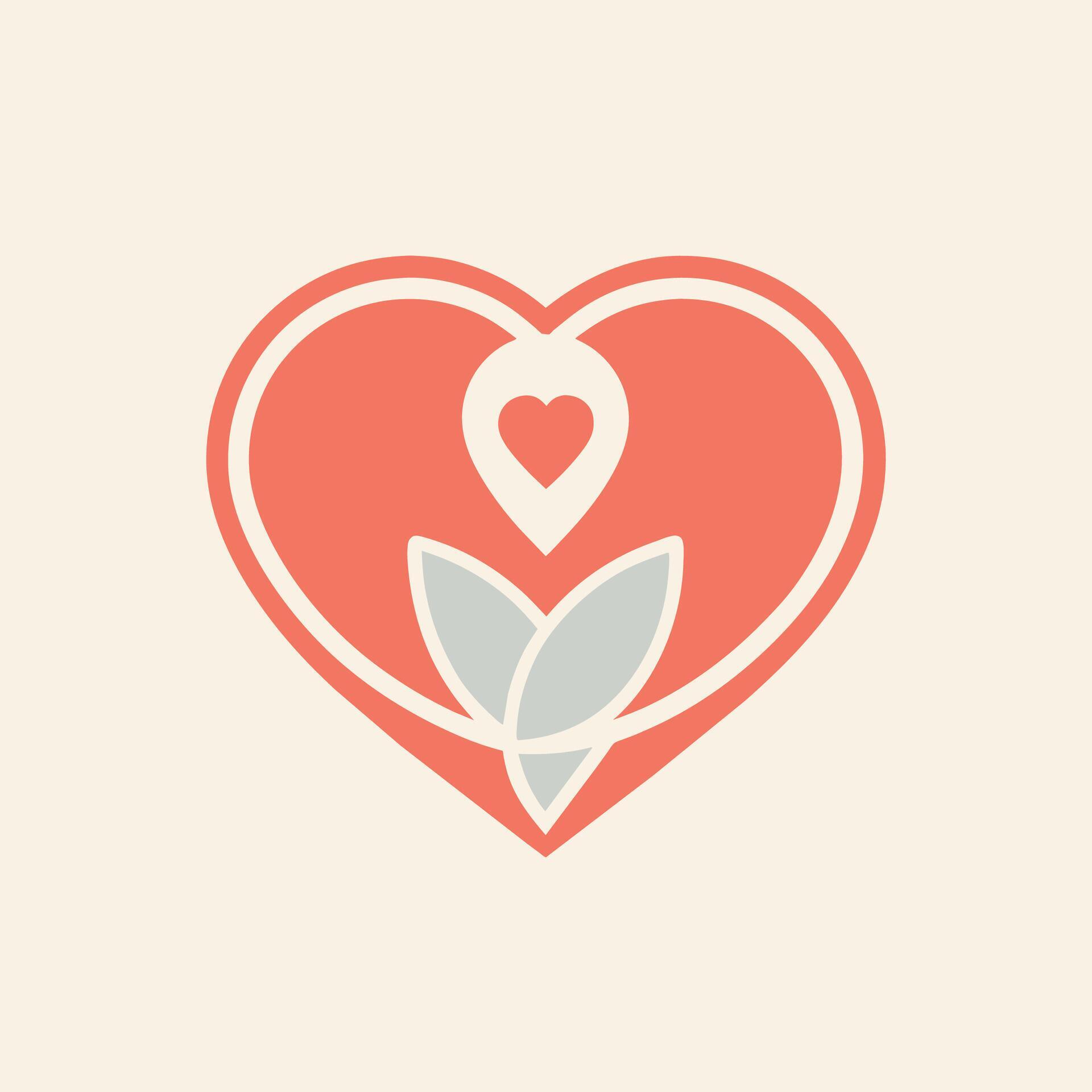 Heart shape enclosing a delicate flower symbolizing self care and love, A clean logo of a heart to represent self-care and self-love Stock Free