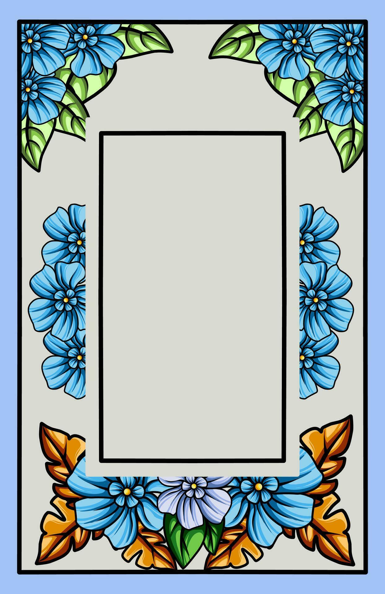 frame the border with an arrangement of leaves and flowers. Vector design Stock Free