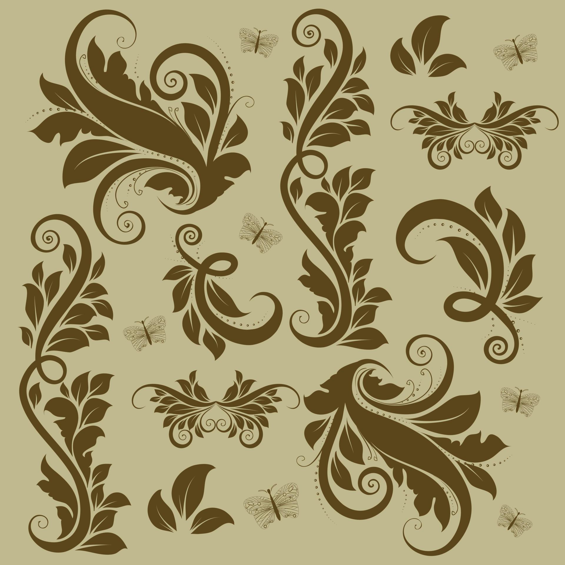 Vintage Floral set vector Stock Free