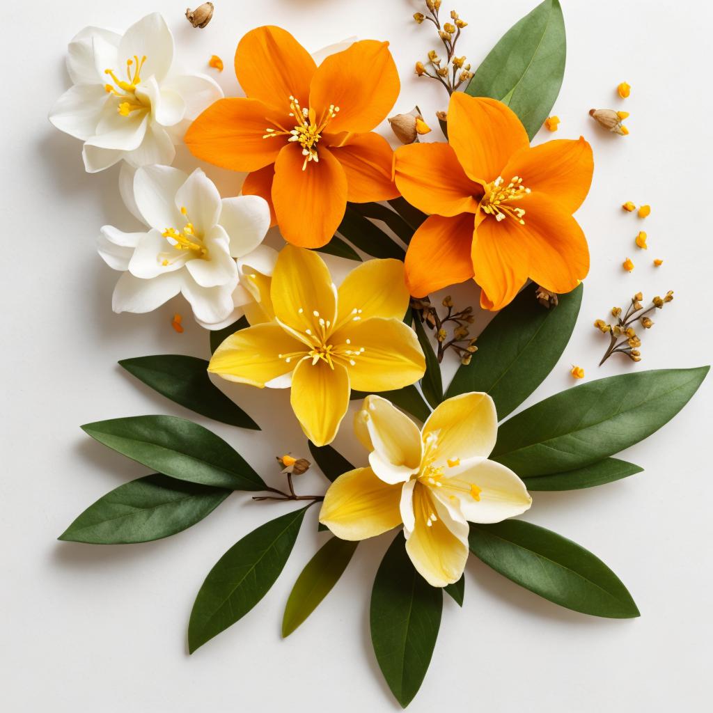 Orange blossom, jasmine flowers, by @ai_generated