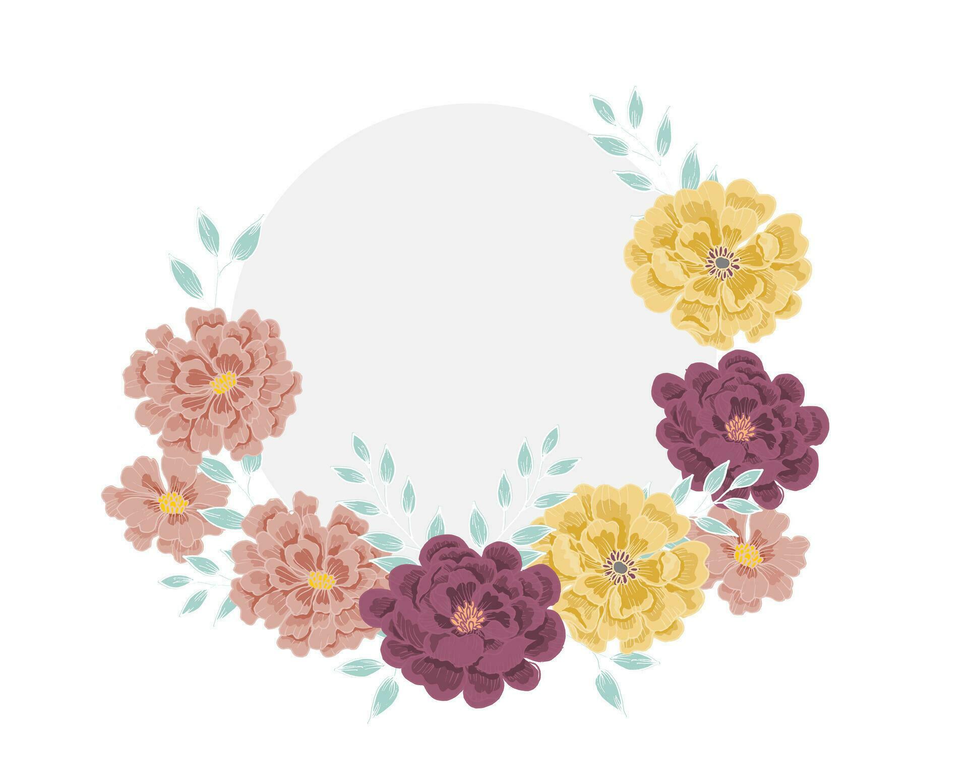 Hand Drawn Rose and Wild Flower Wreath Stock Free and Free SVG