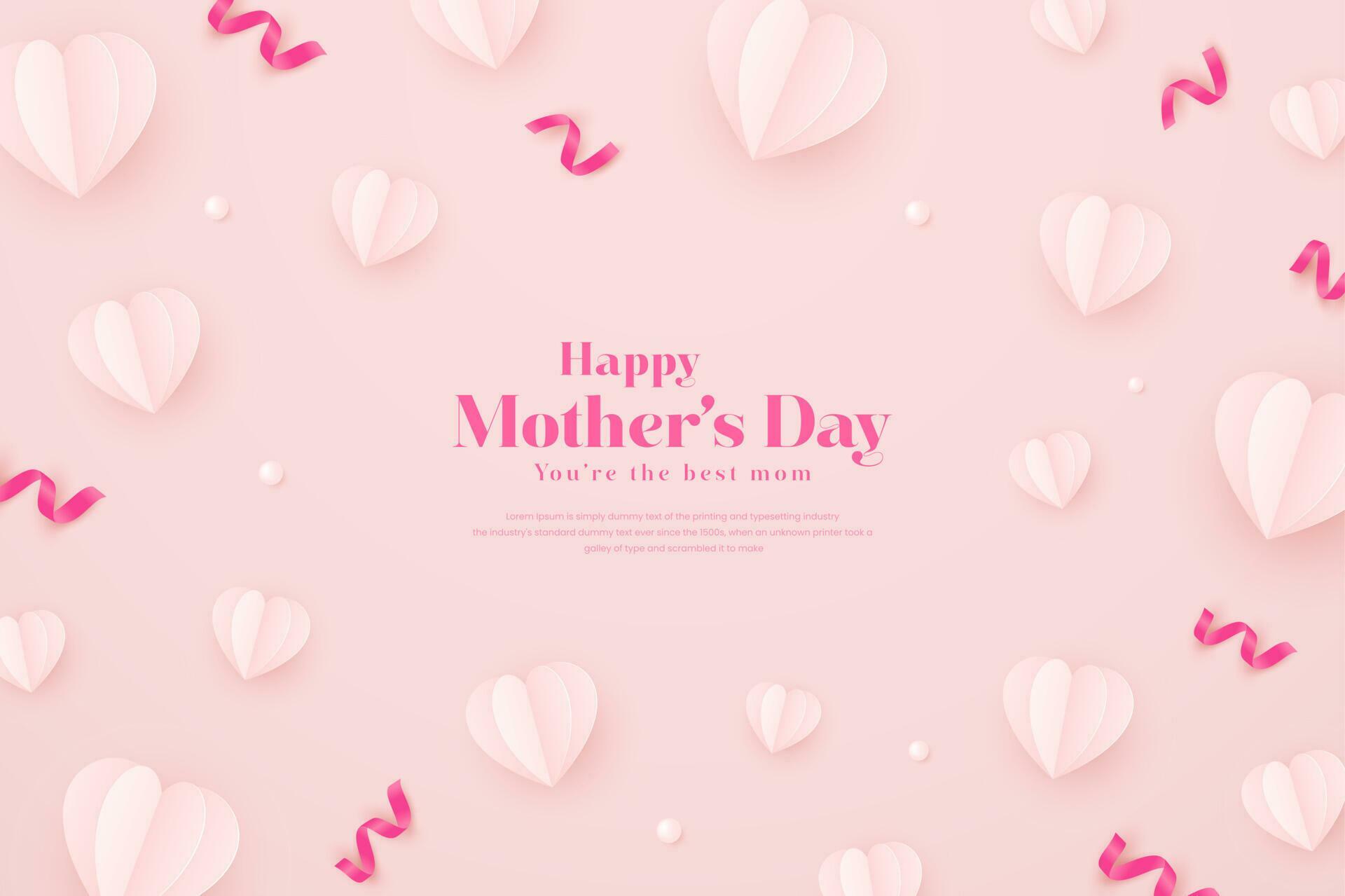 mother’s day illustration in paper style with confetti, gift box, and flower Stock Free