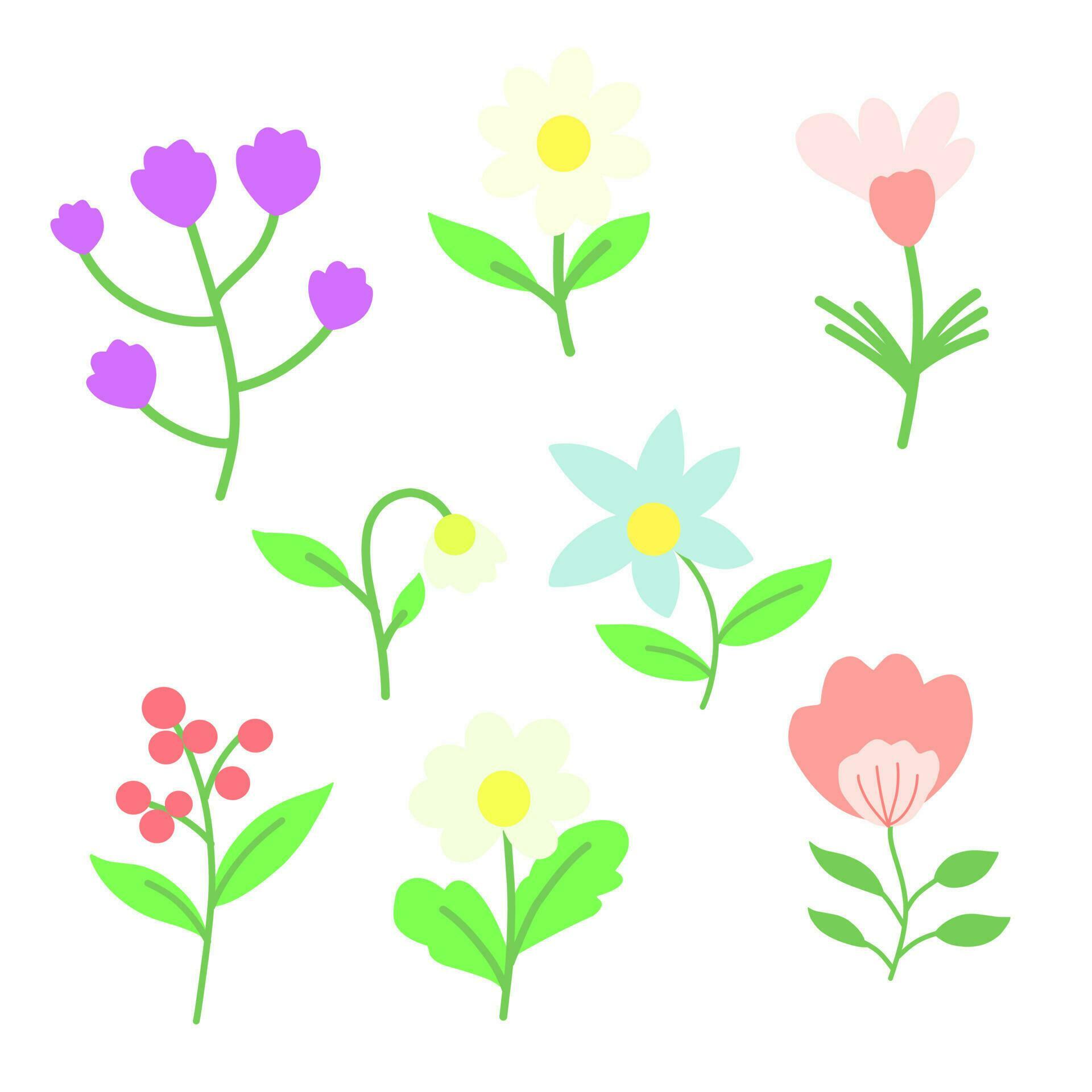 set of illustration vector Graphic flower flat design for element design Stock Free and Free SVG