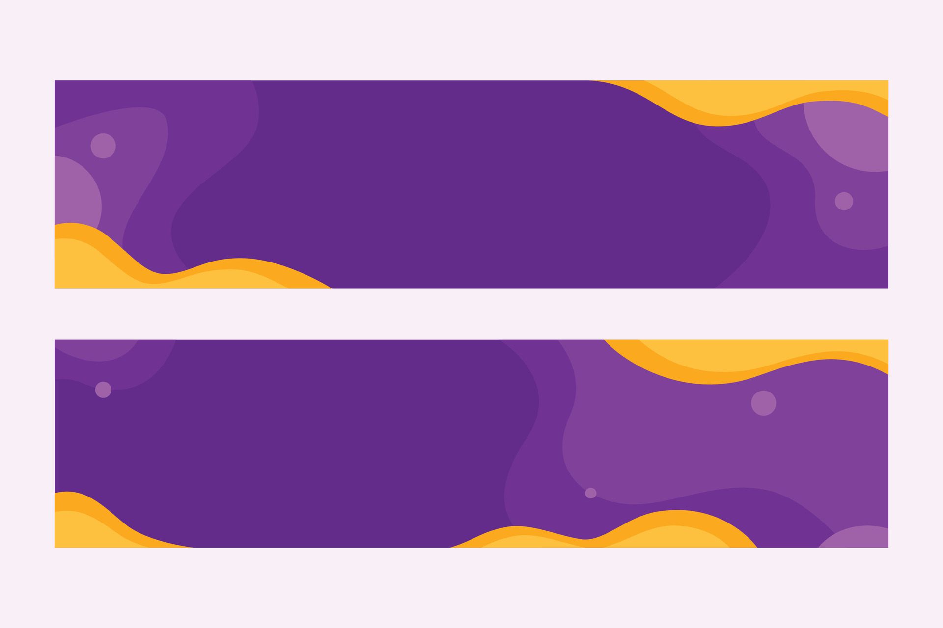 Hand drawn flat Abstract Horizontal Banners Purple Yellow Free Vector