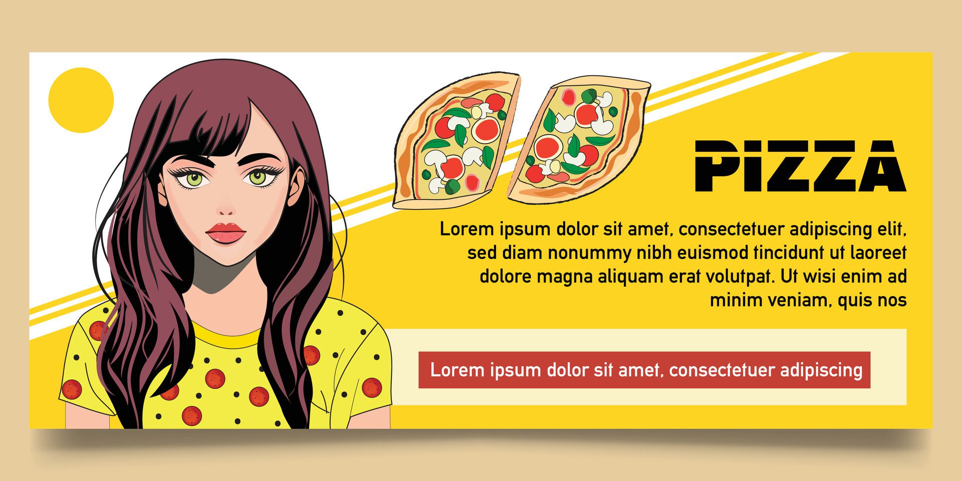 Fast food restaurant Banner and pizza Free Vector