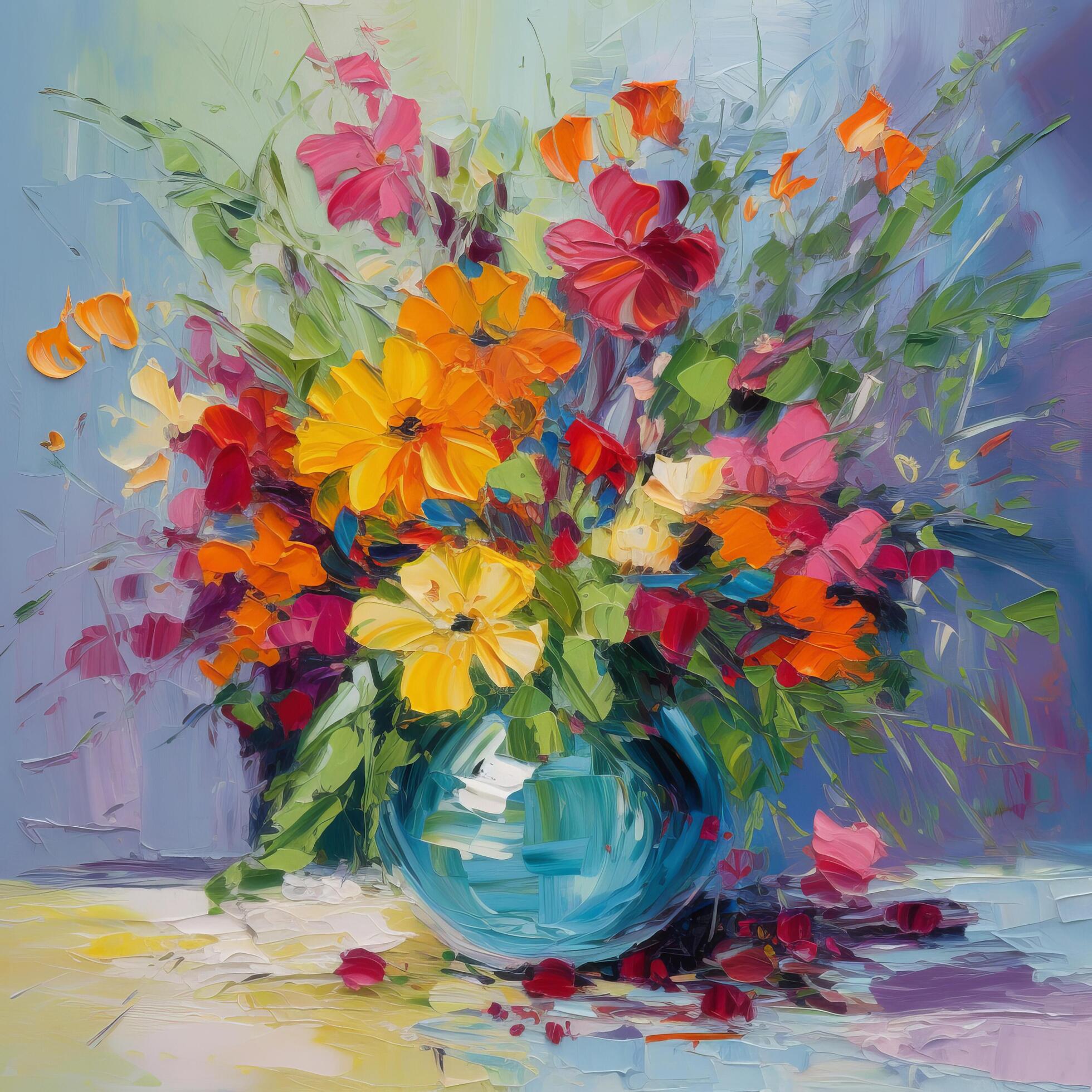 Impressionist painting flower bouquet. Illustration Stock Free