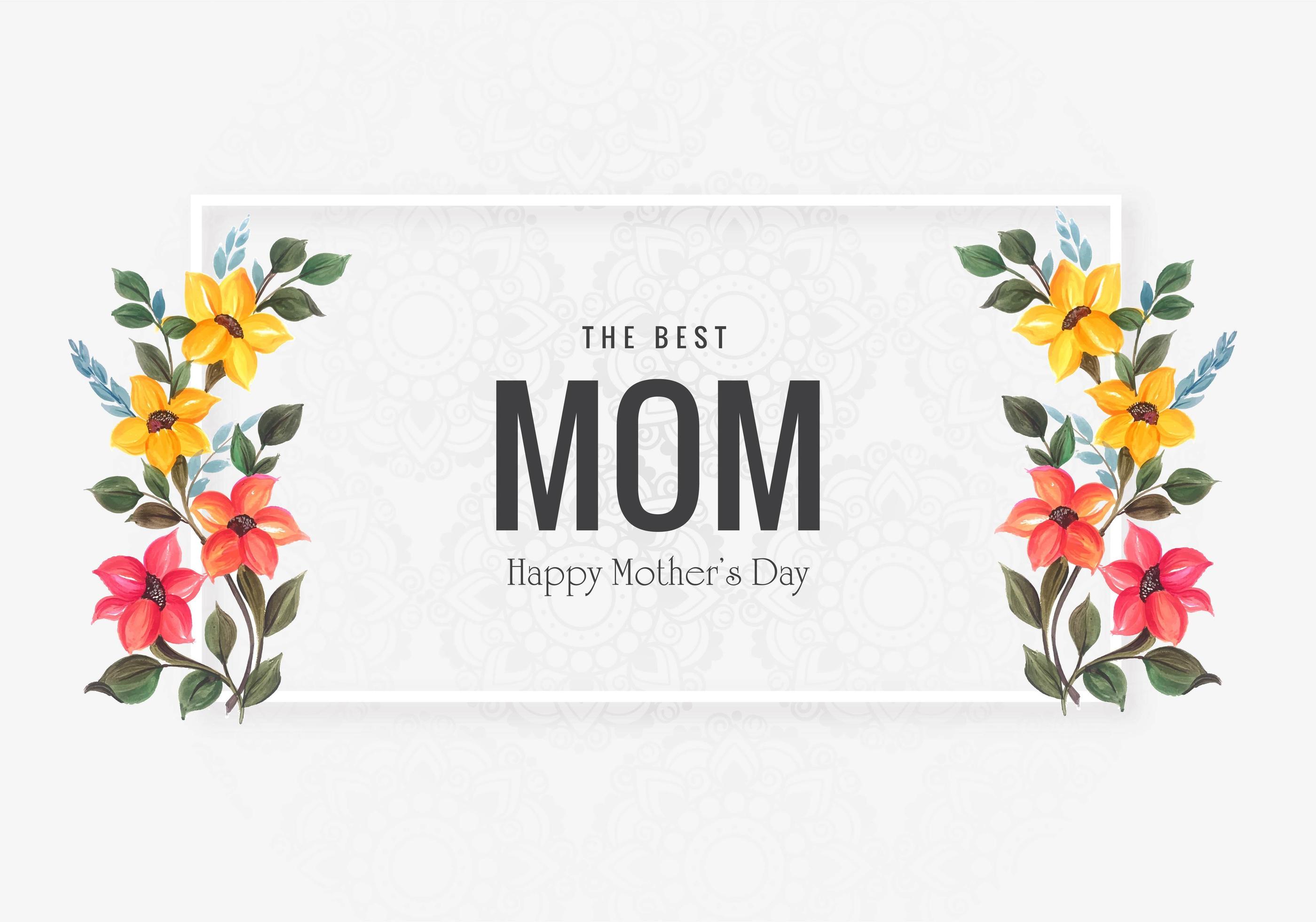 Happy Mother’s Day card with decorative flowers Stock Free