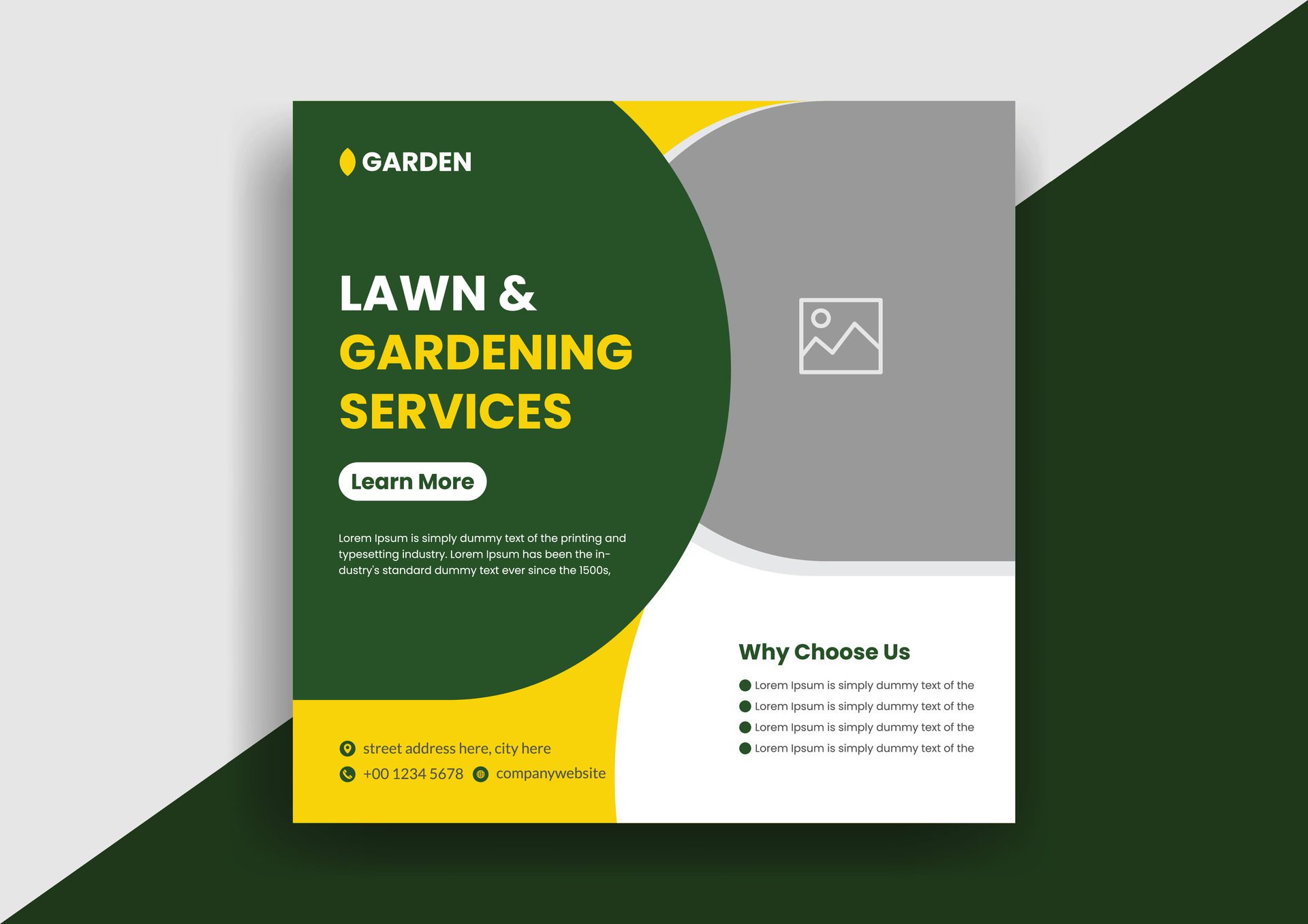 Lawn Mower Garden or Landscaping Service Social Media Post and Web Banner Template Design Free Vector