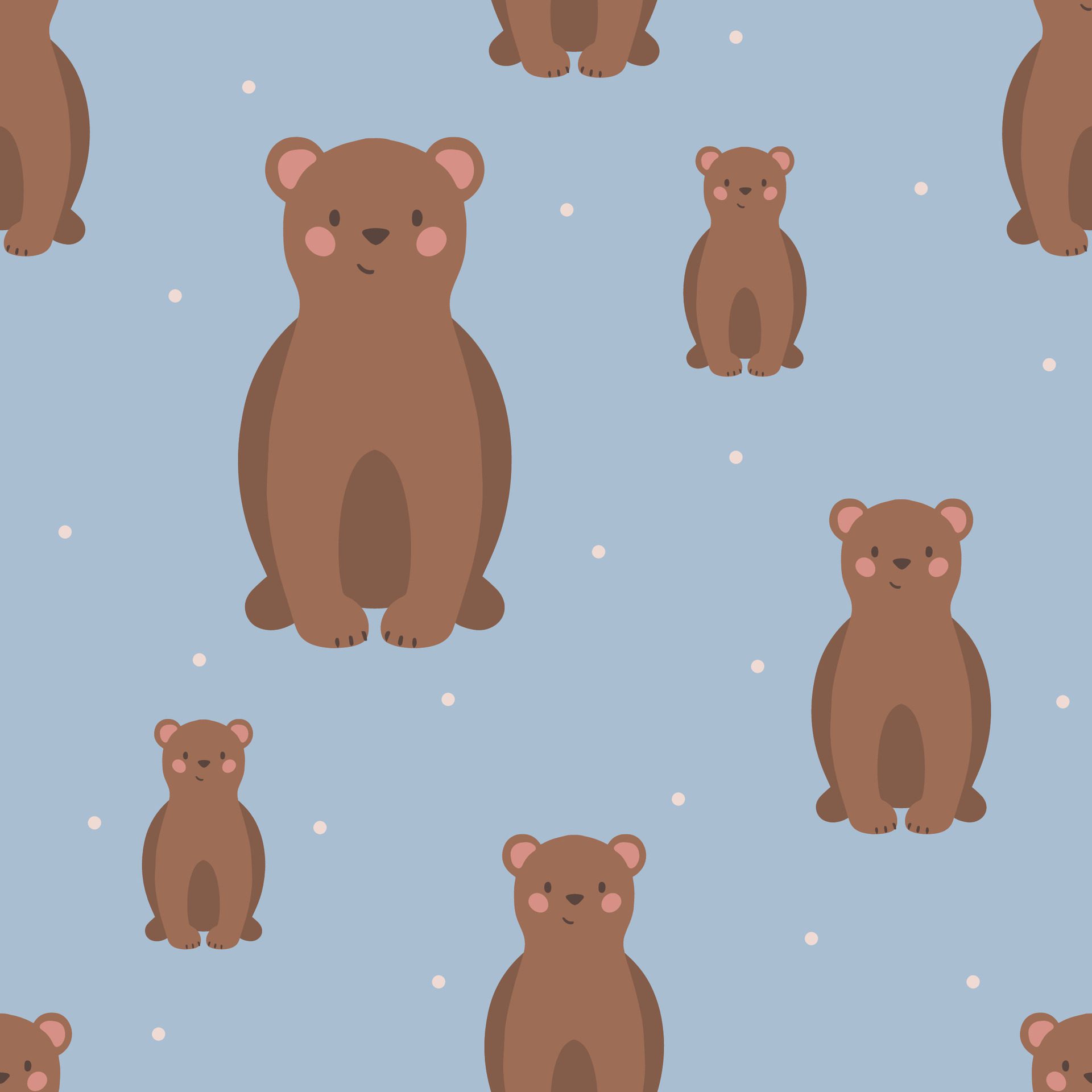 Cute bear seamless pattern hand drawn cute kids background vintage retro pallete Free Vector