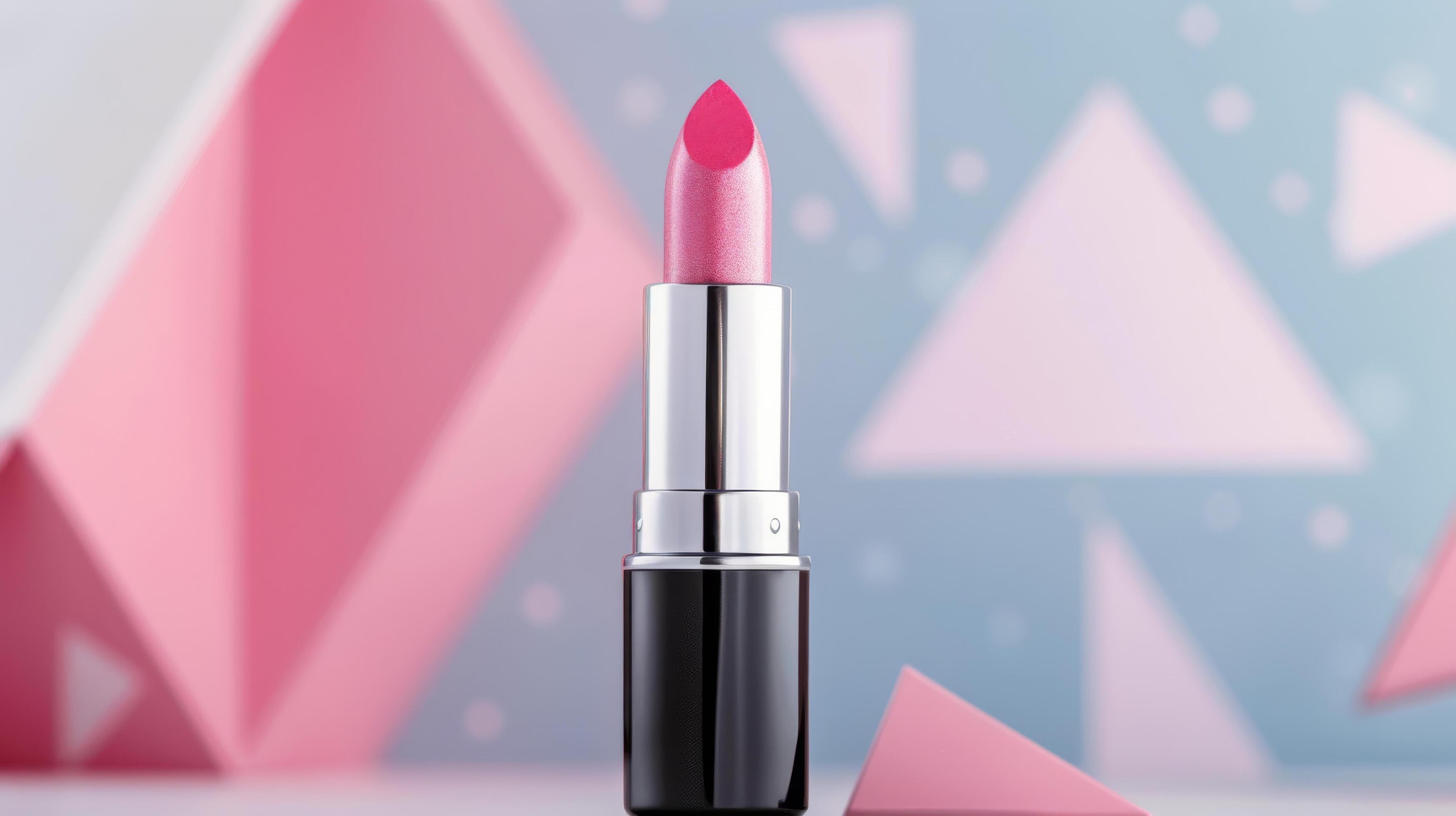 Pink Lipstick on Geometric Background Stock Free