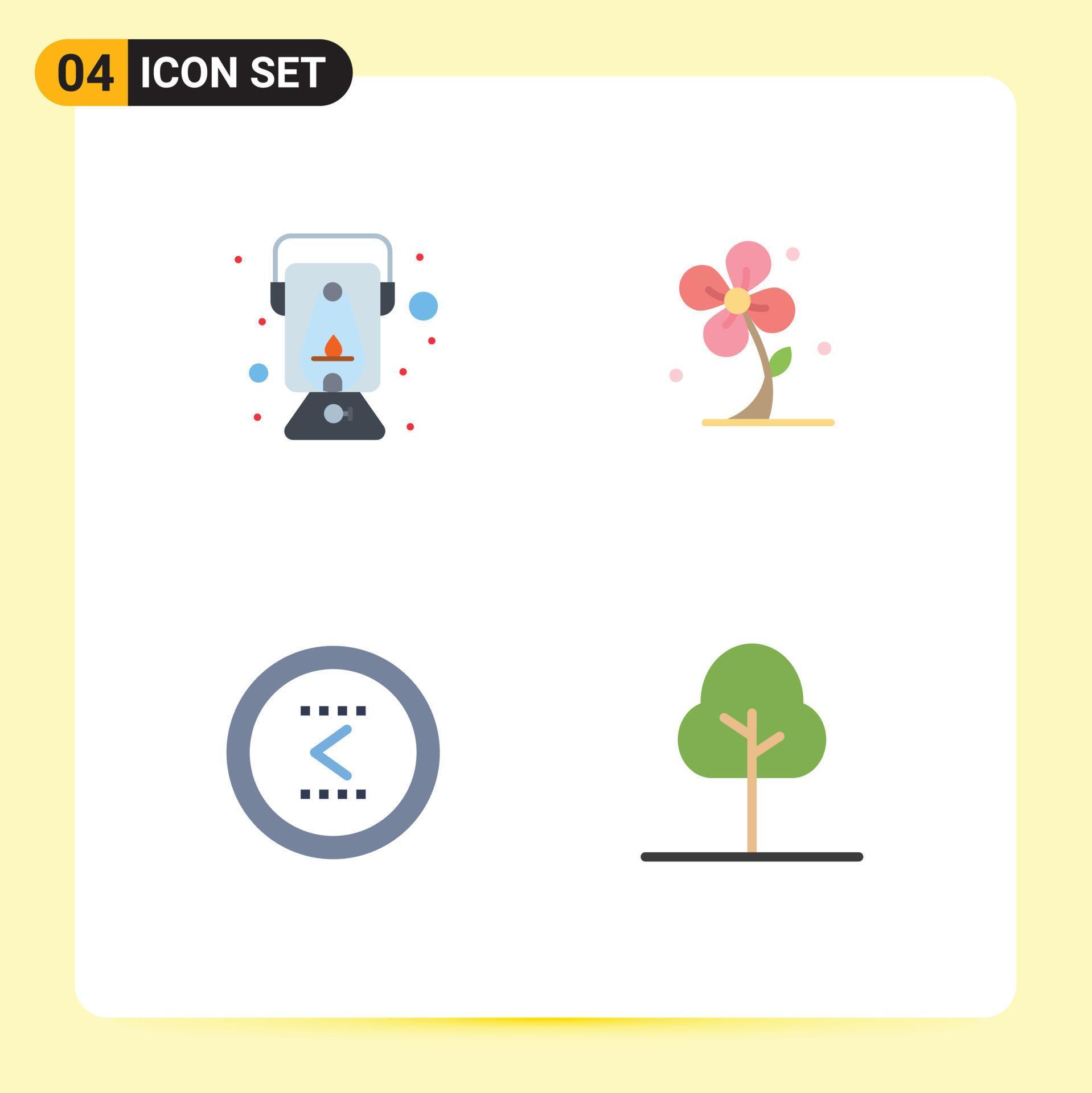 4 Universal Flat Icons Set for Web and Mobile Applications lamp arrow oil lamp flower interface Editable Vector Design Elements Stock Free and Free SVG