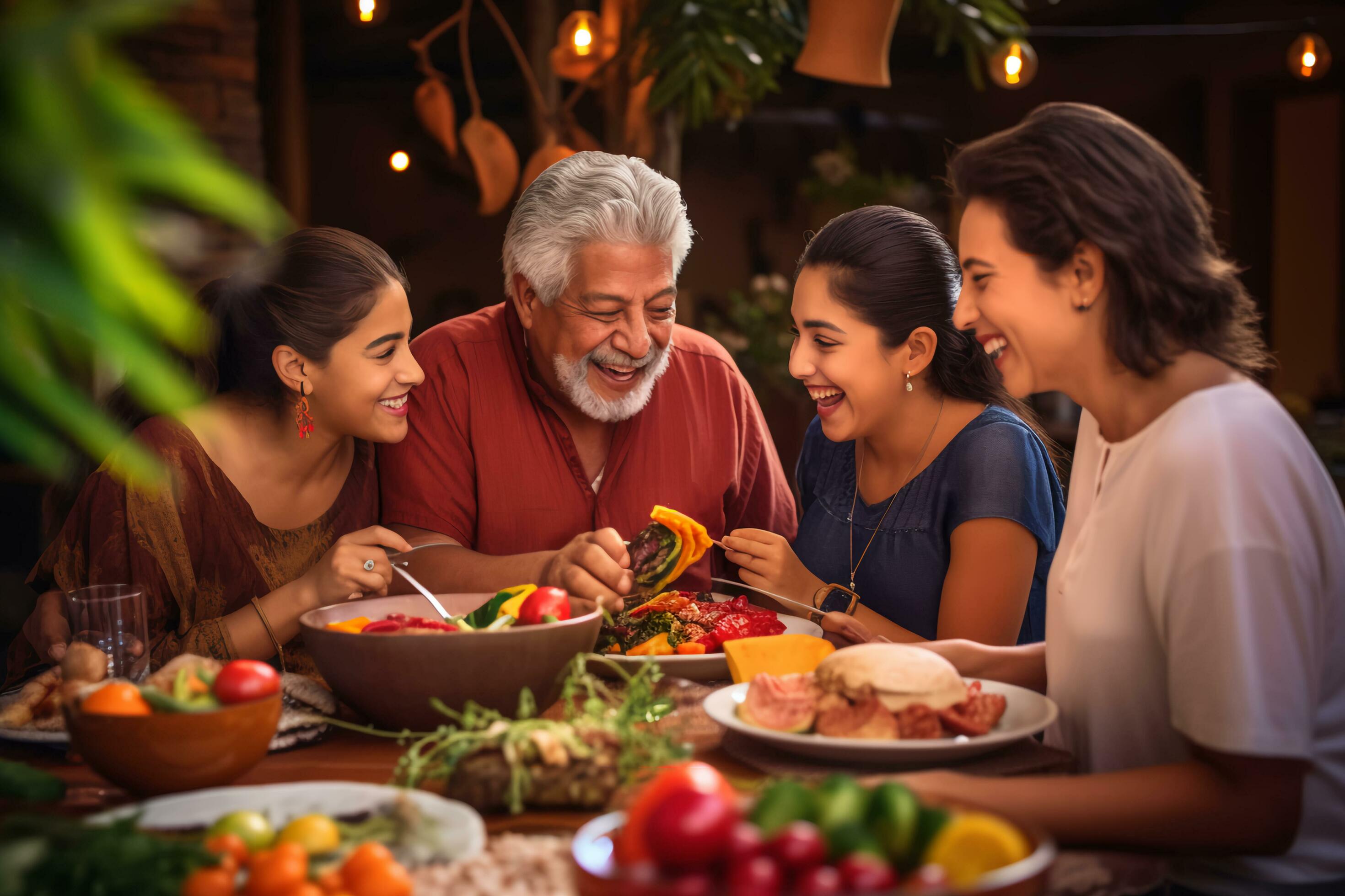 Joyful Hispanic Heritage Family Gathering Snapshot – AI generated Stock Free