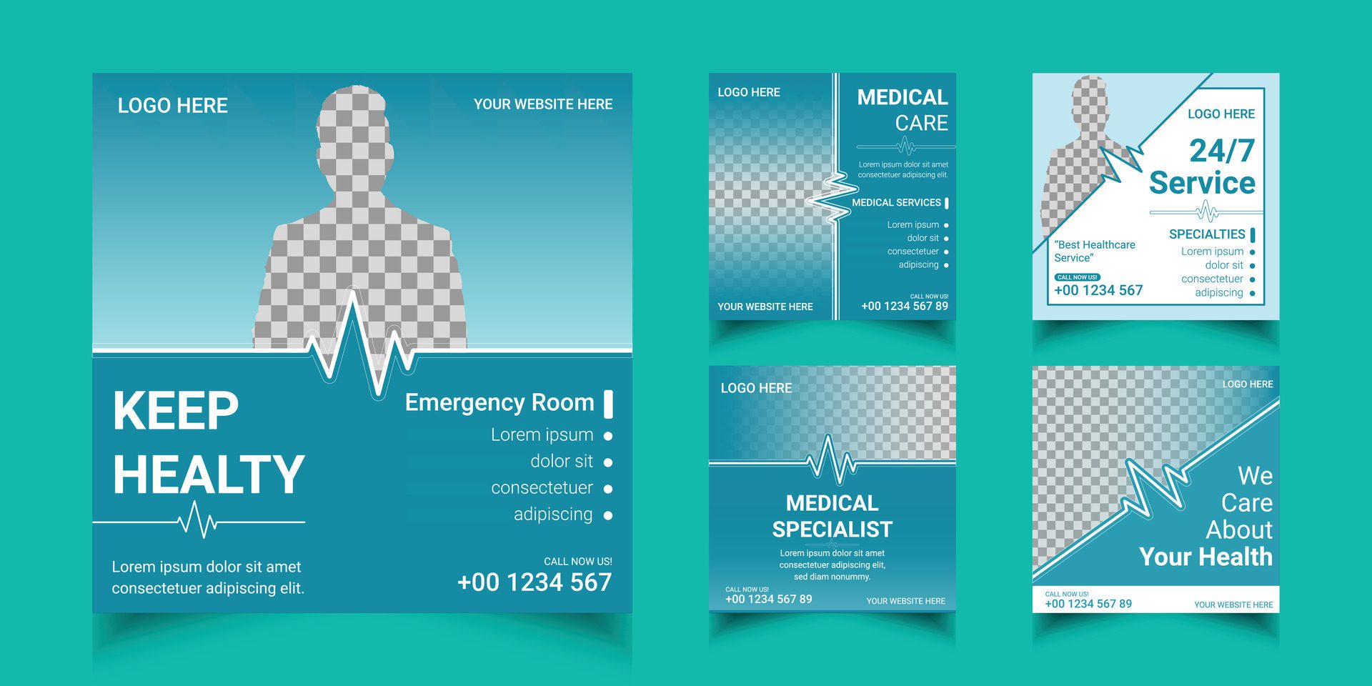 Healthcare medical banner and social media post template Free Vector