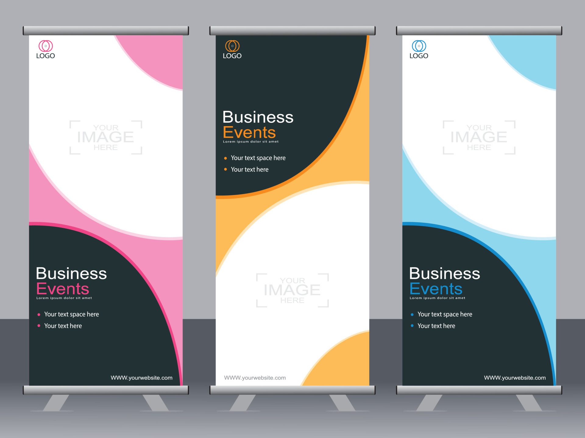 Business banner roll up set standee banner template. Free Vector