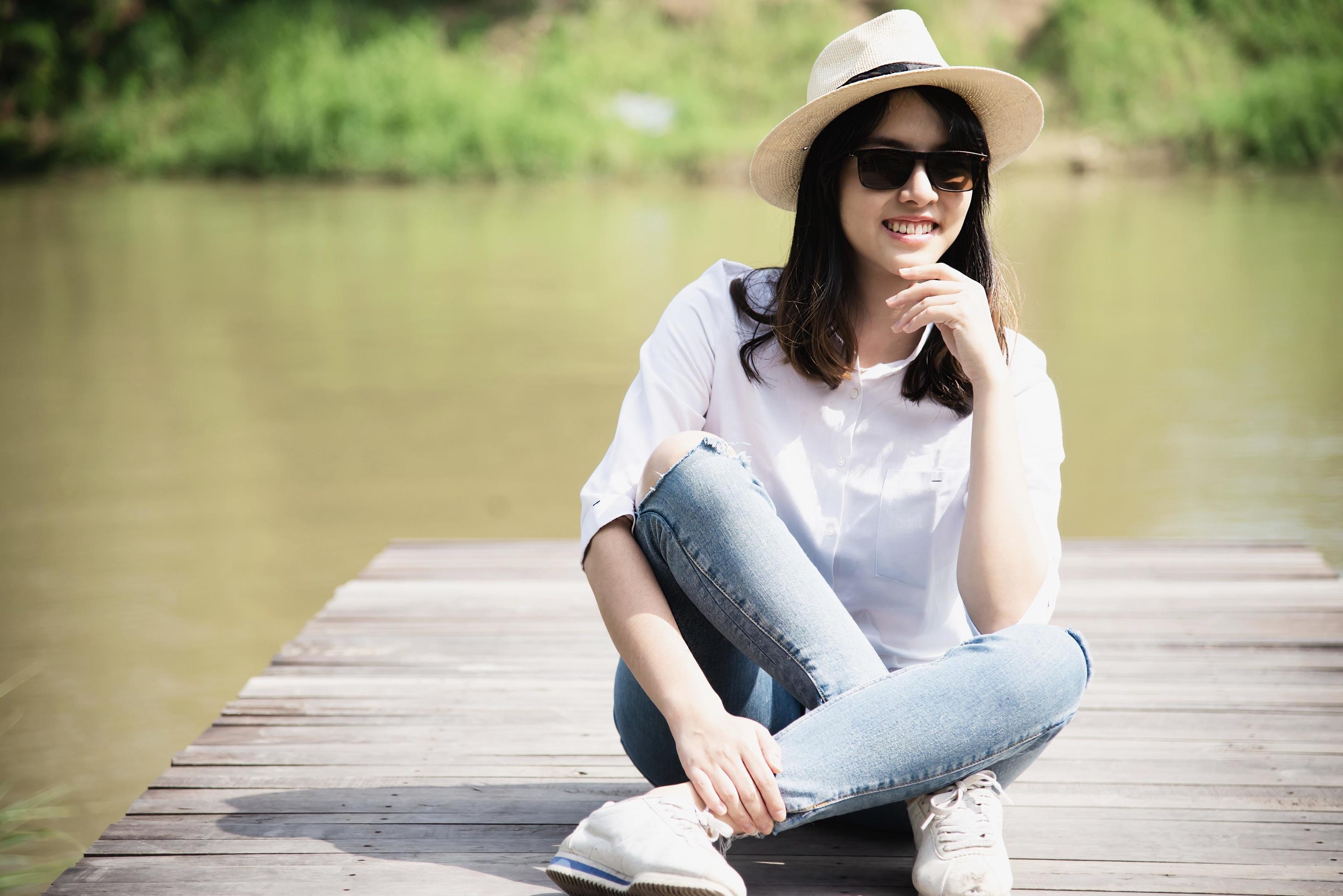 Portrait beautiful lovely young girl lady in happy lifestyle Stock Free