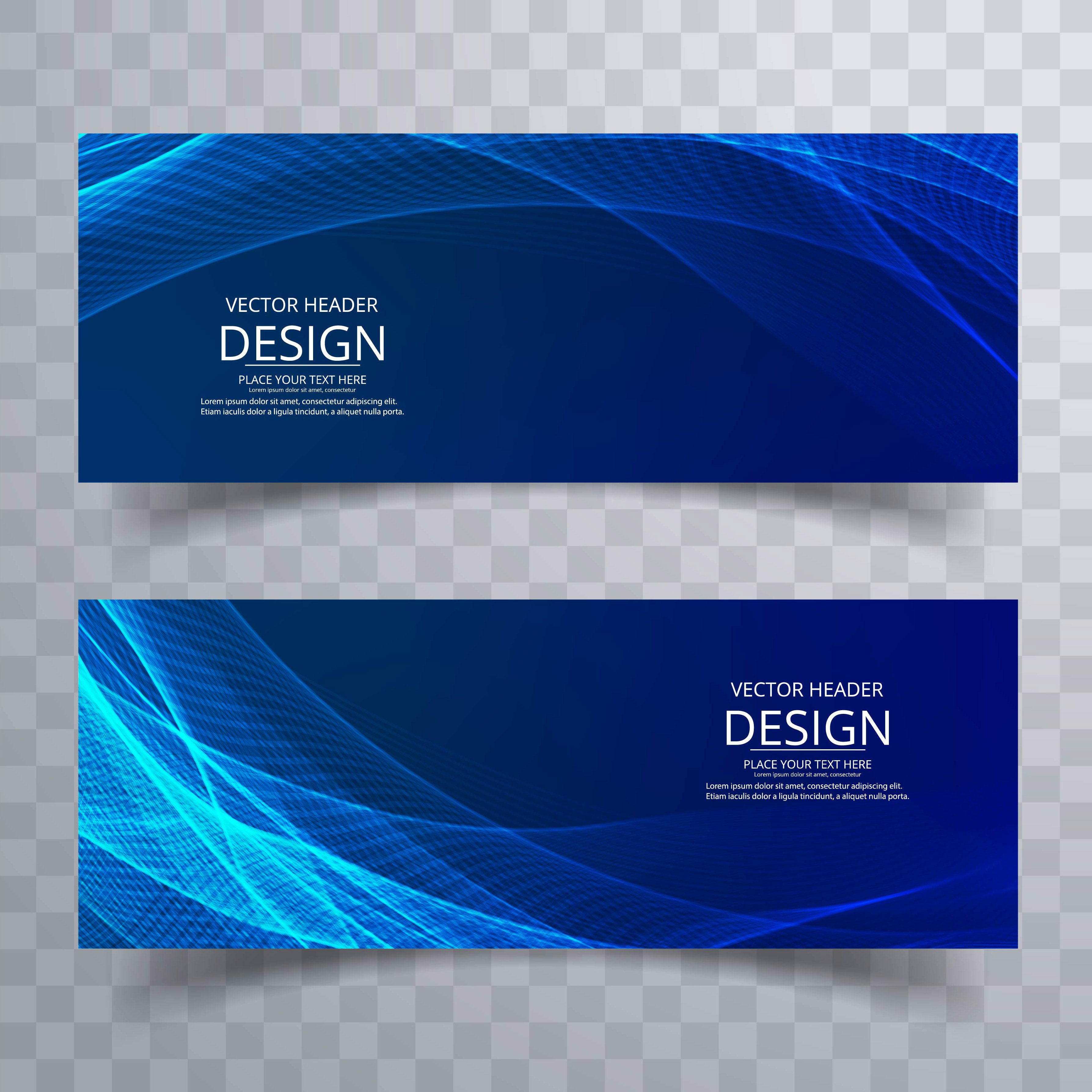 Modern blue wavy banners set design Free Vector