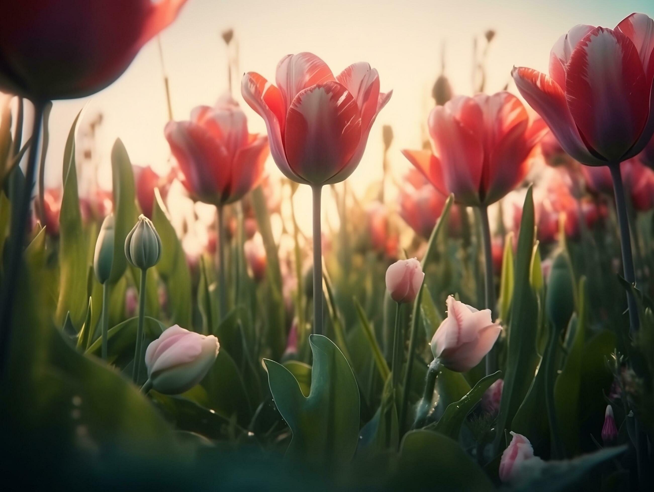 Tulip Flower. Generative AI Stock Free