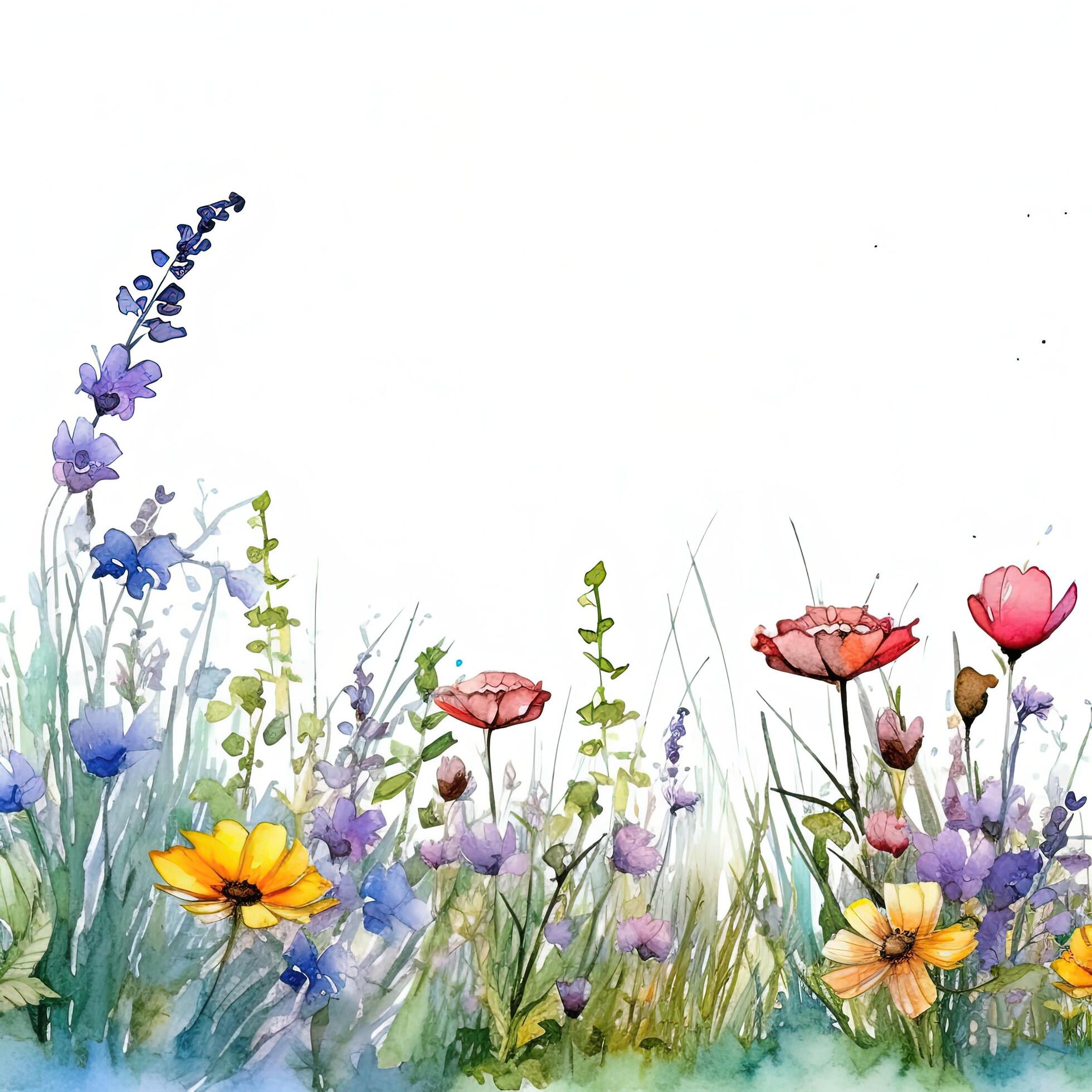 Watercolor Flower border. Illustration Stock Free